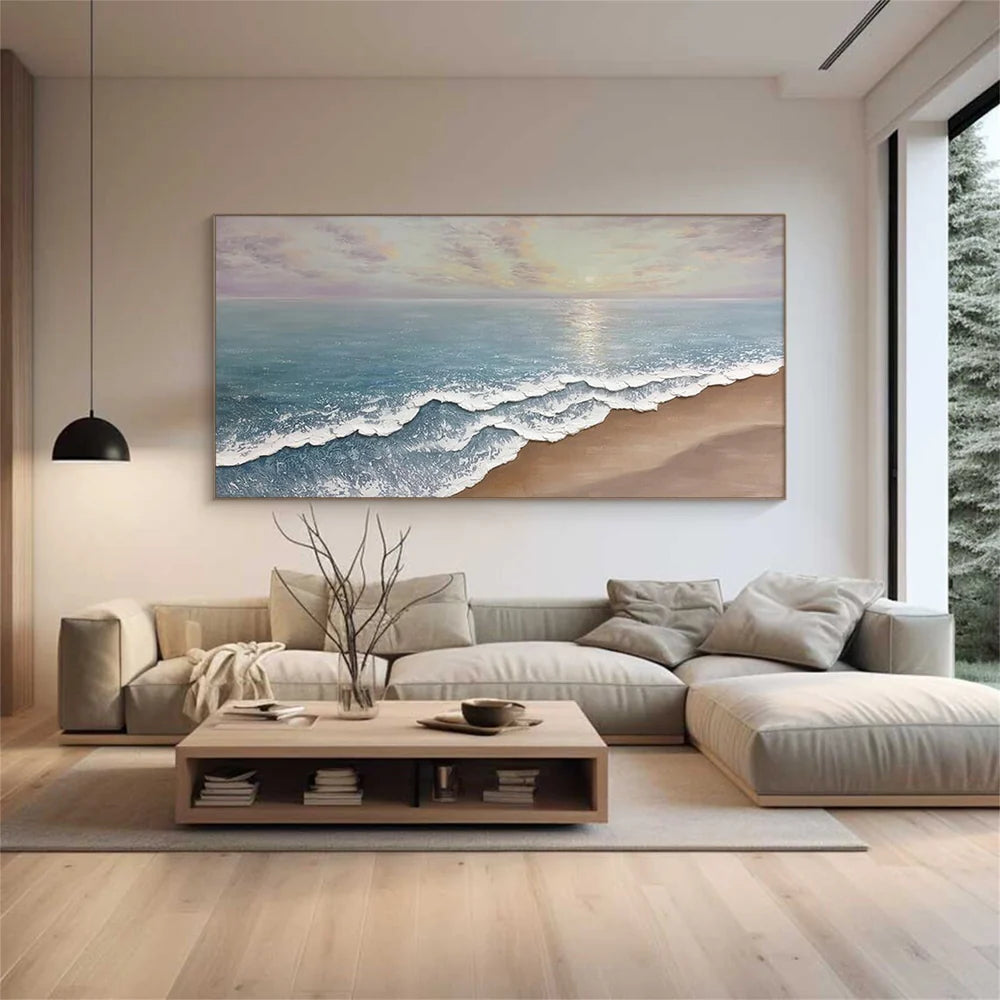 Colorful Ocean And Sky Textured Painting Canvas #OS007