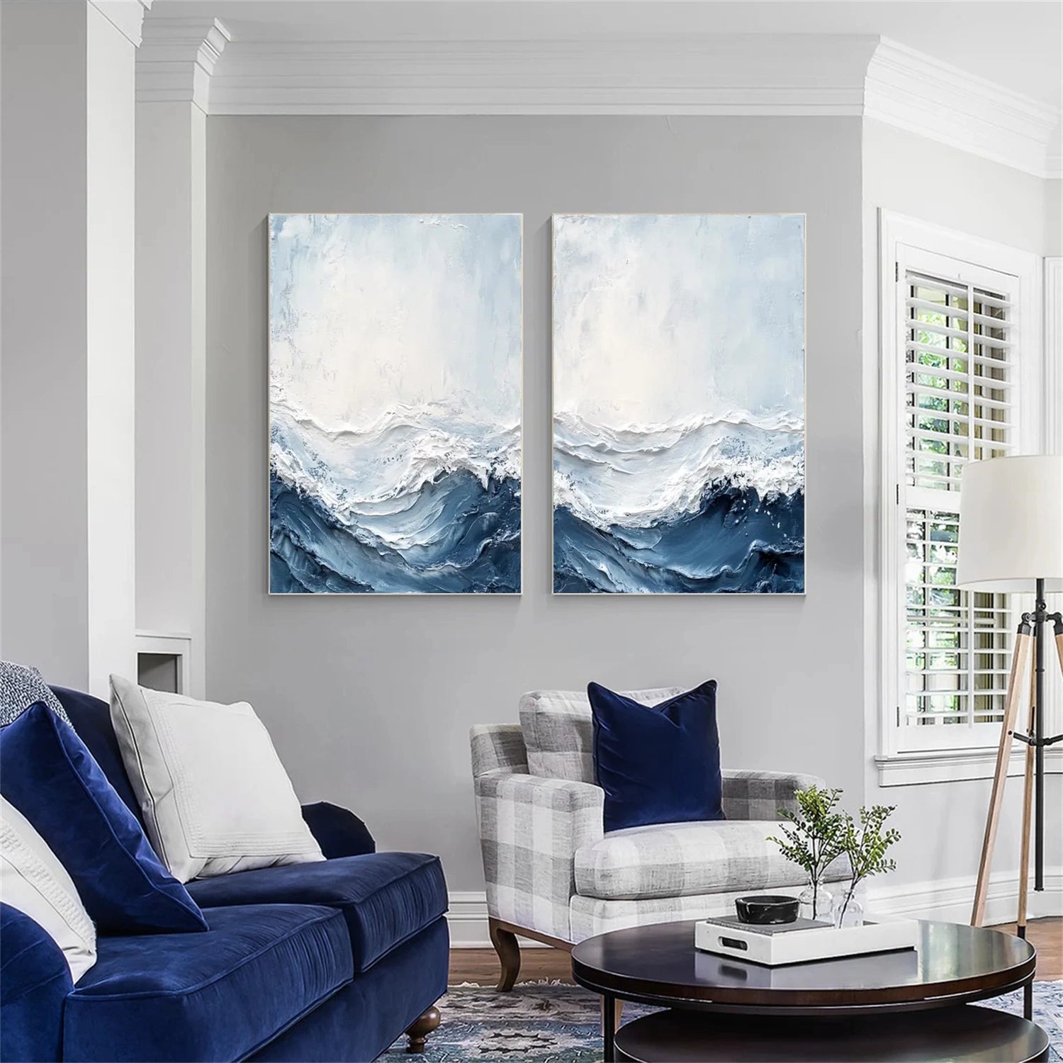 Ocean And Sky Abstract Textured Wall Art Set of 2 #OS105