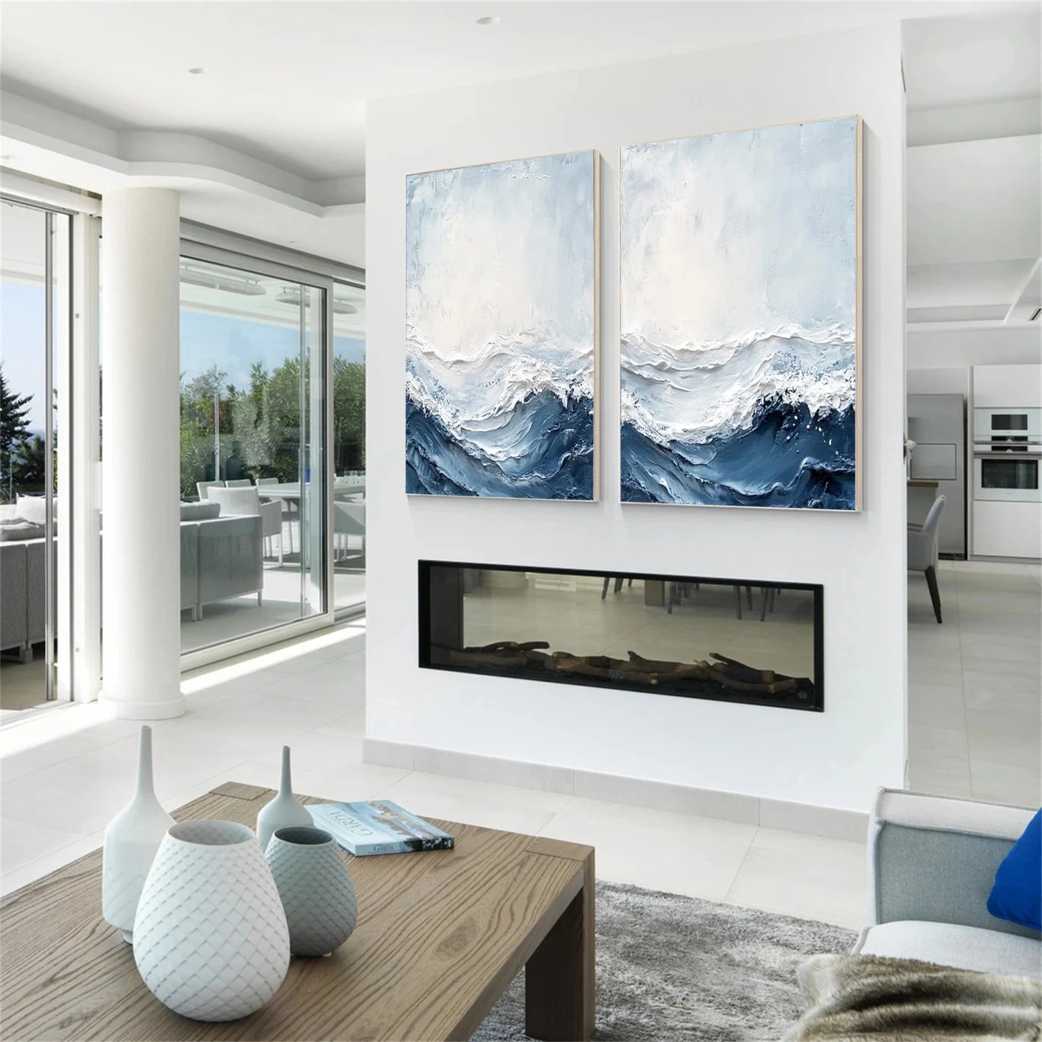 Ocean And Sky Abstract Textured Wall Art Set of 2 #OS105