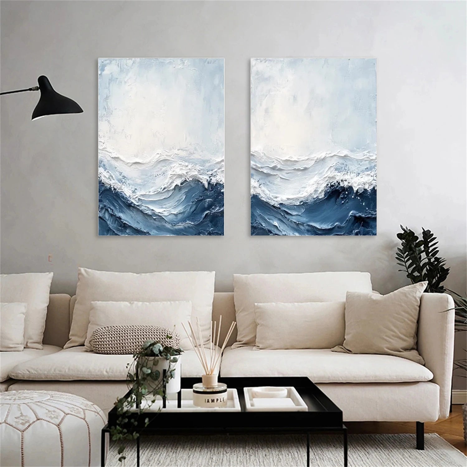 Ocean And Sky Abstract Textured Wall Art Set of 2 #OS105