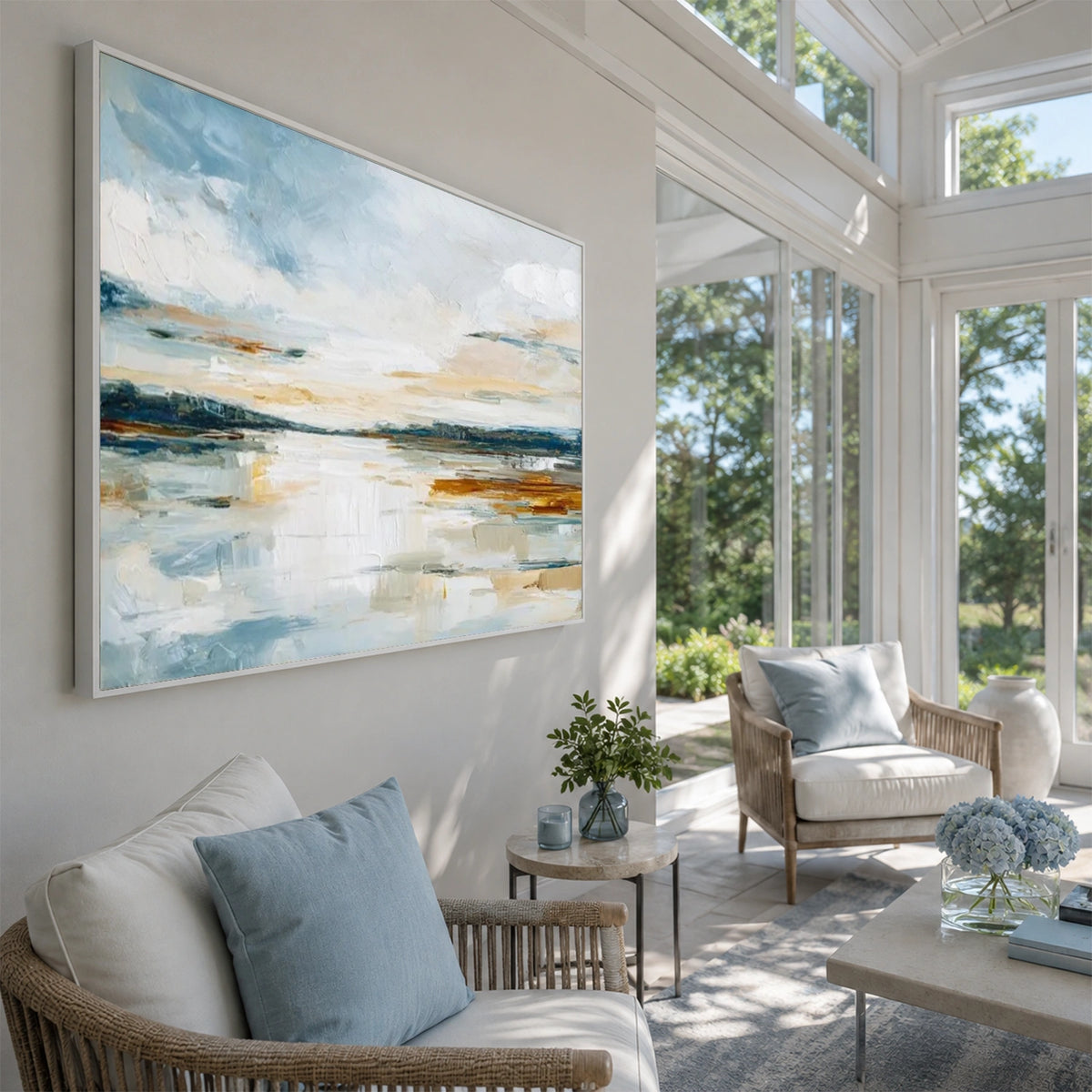 Ocean And Sky Abstract Textured Wall Art #OS248