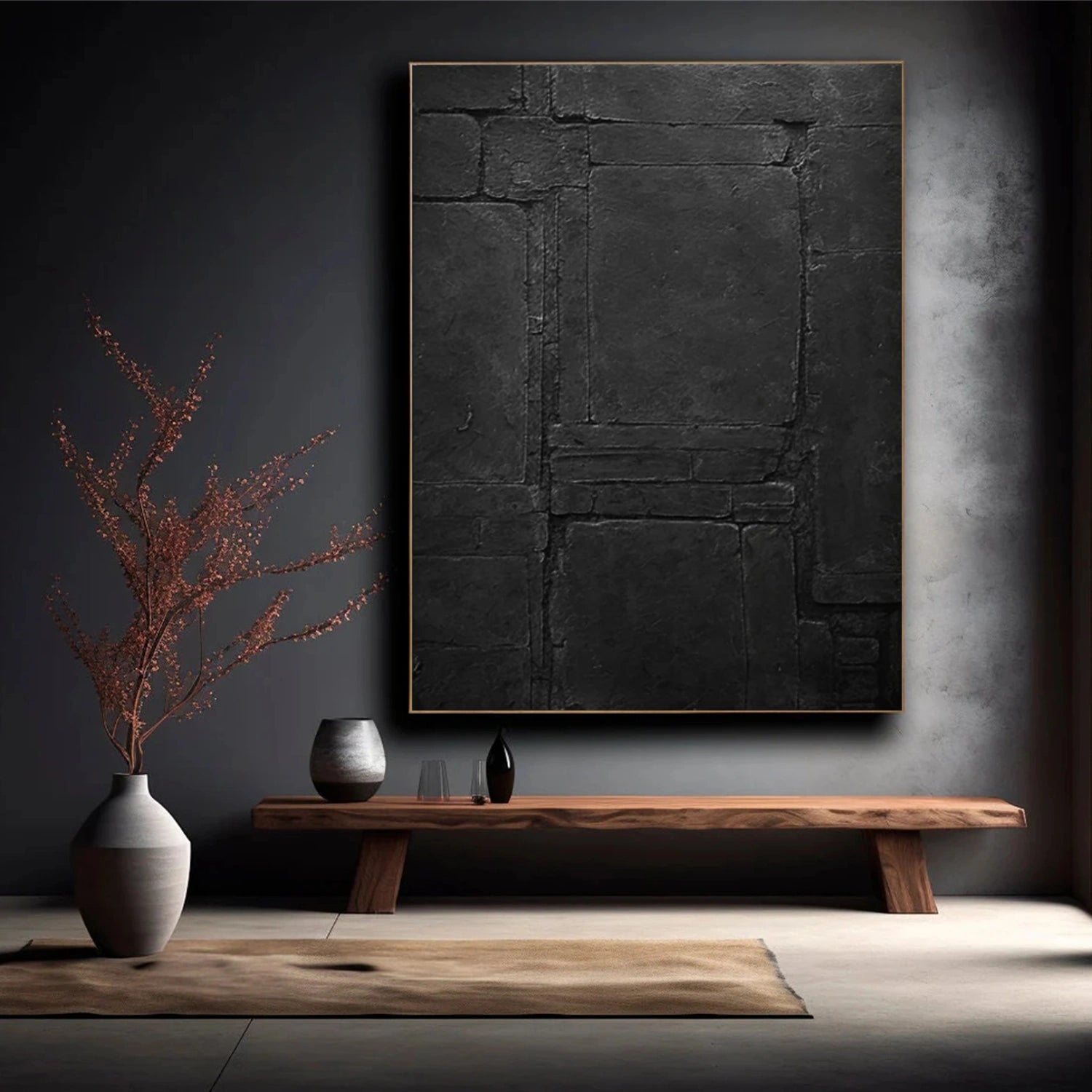 Black Minimalist Canvas Art #MT142