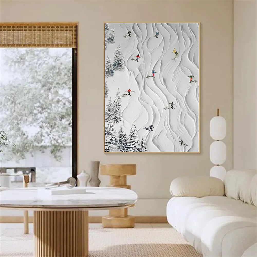 Skiing Sports Textured Painting Canvas #MS004