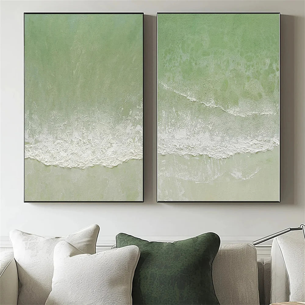 Ocean and Sky Textured Painting Canvas Set of 2 #OS031