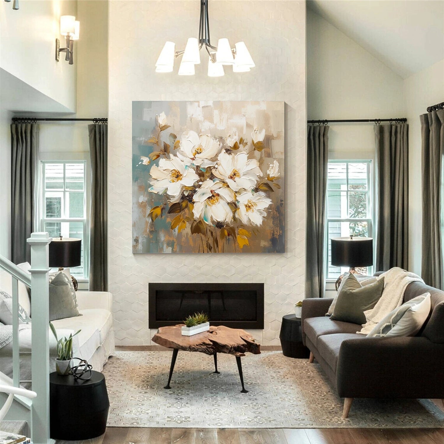 Flower Abstract Textured Wall Art #FP108