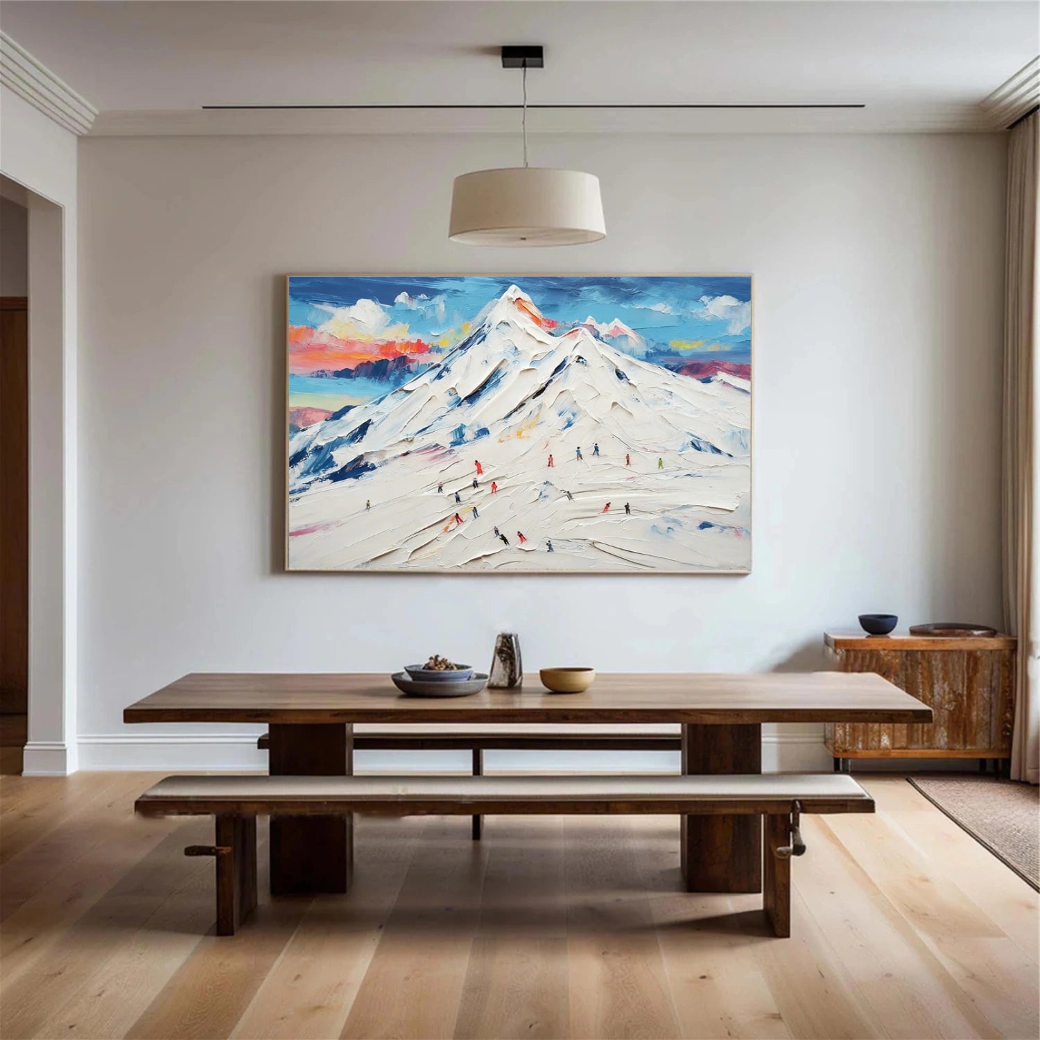 Skiing Sport Textured Wall Art #MS075