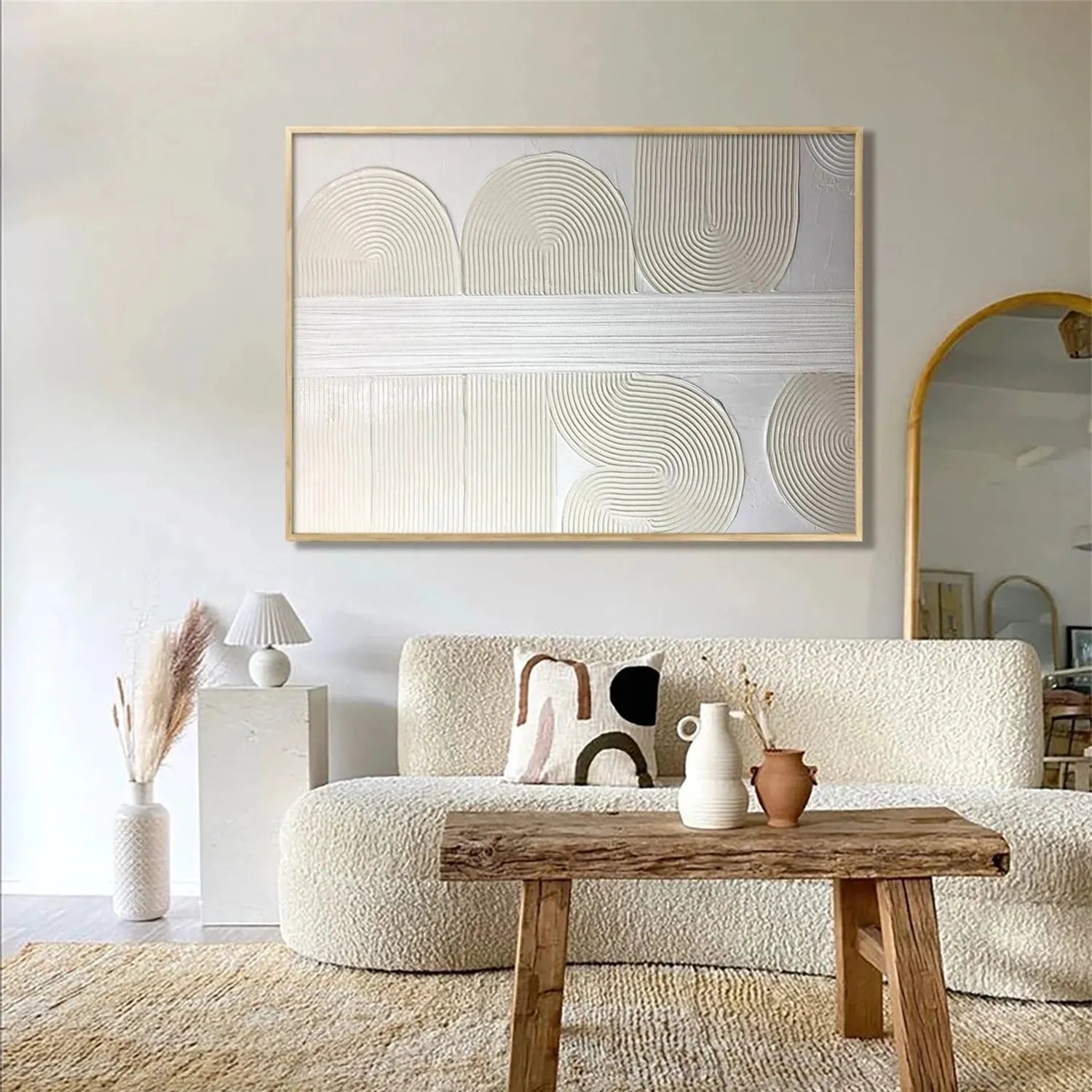 White Minimalist Textured Canvas #MT059