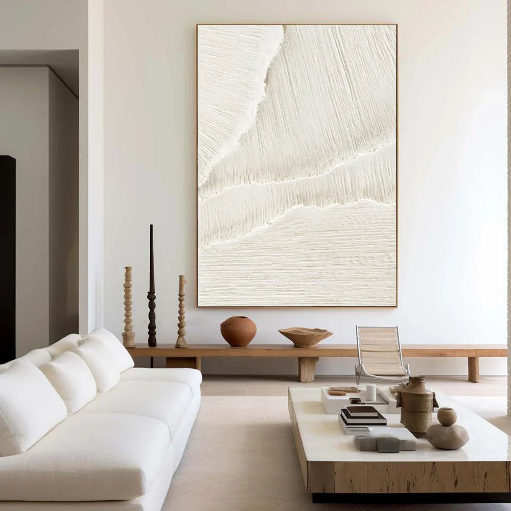 White Minimalist Textured Canvas #MT081