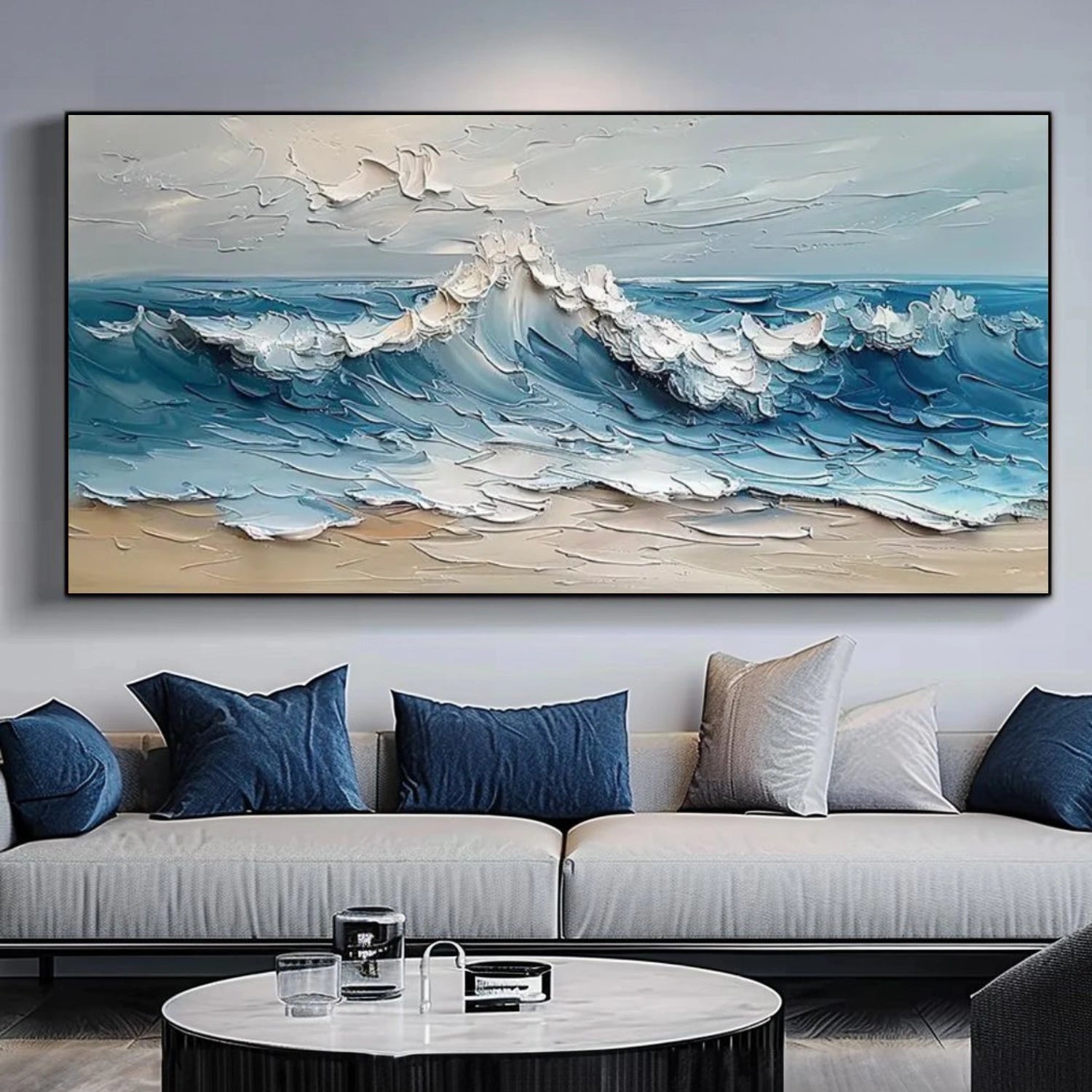 Ocean And Sky Abstract Textured Wall Art #OS074