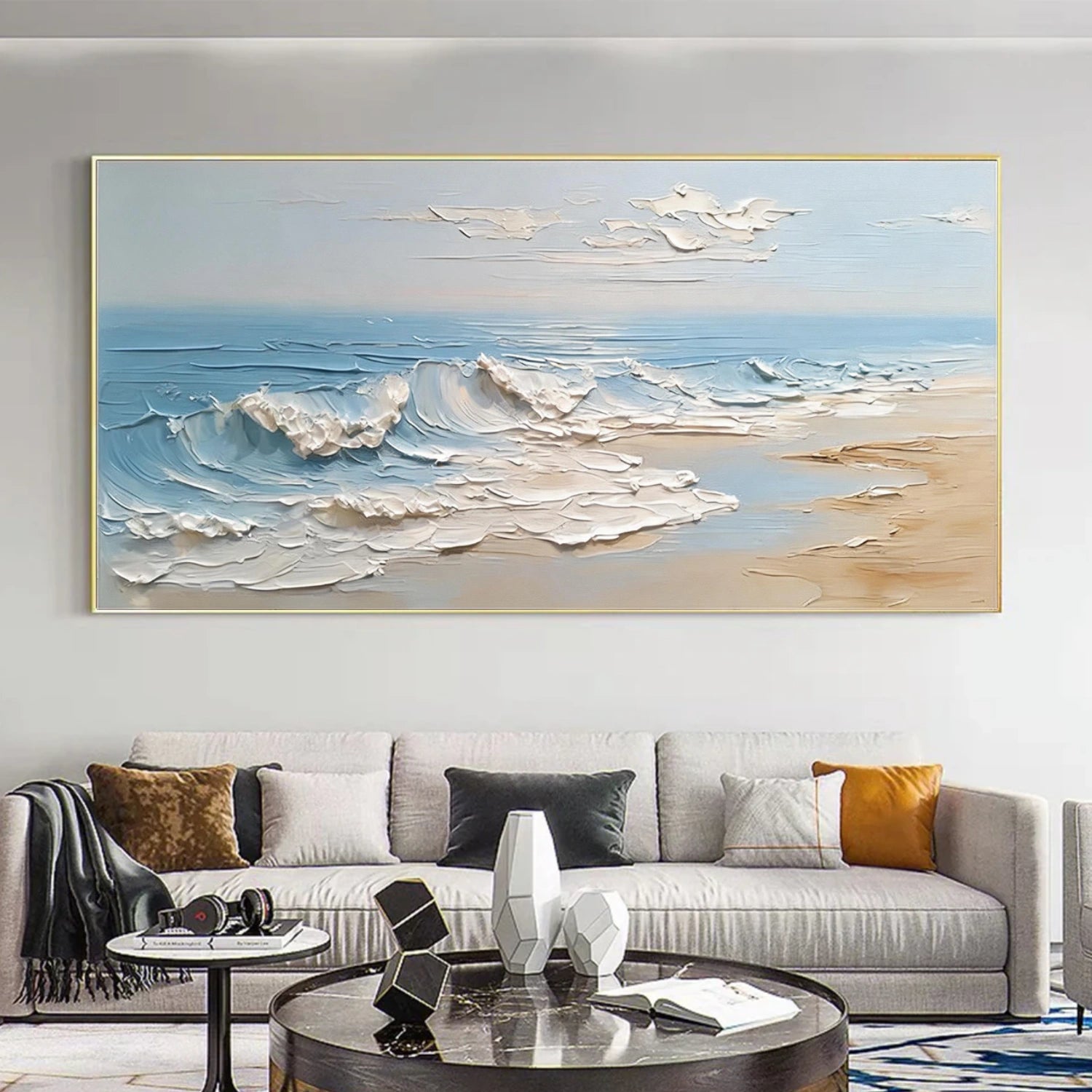 Ocean And Sky Abstract Textured Wall Art #OS155