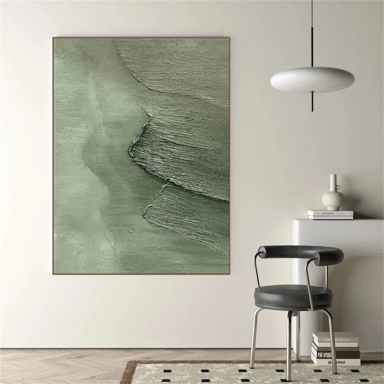Green Ocean Abstract Textured Wall Art #OP039