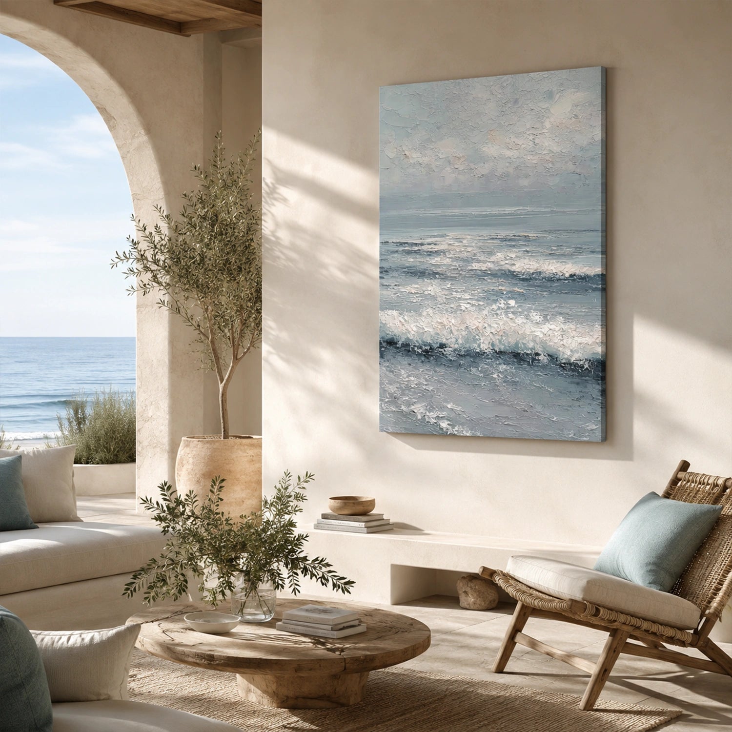 Ocean And Sky Abstract Textured Wall Art #OS193