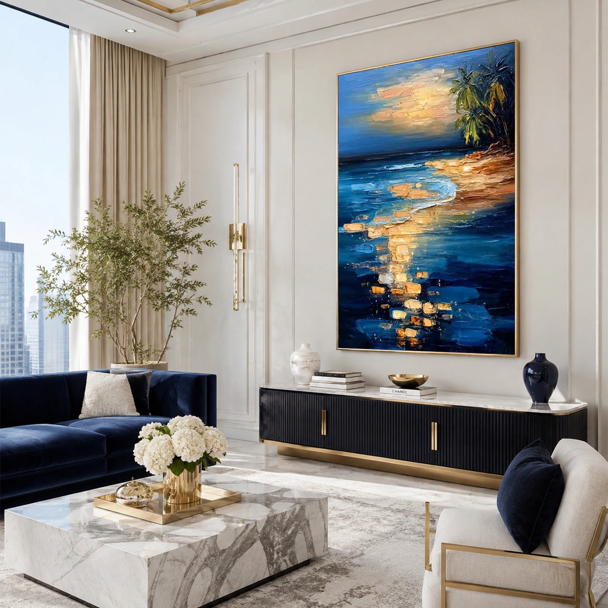 Ocean And Sky Abstract Textured Wall Art #OS223