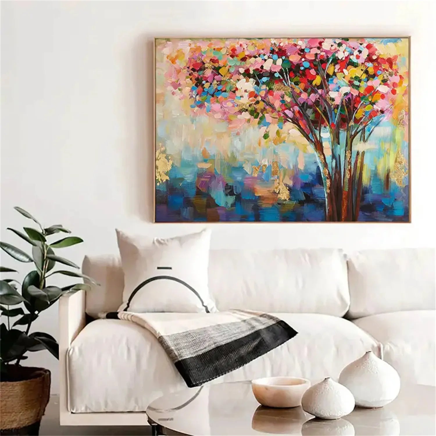 Colorful Tree Textured Painting Canvas #TP009