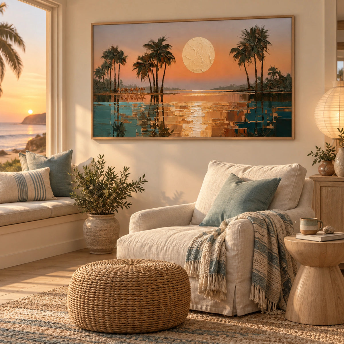 Ocean And Sky Abstract Textured Wall Art #OS222