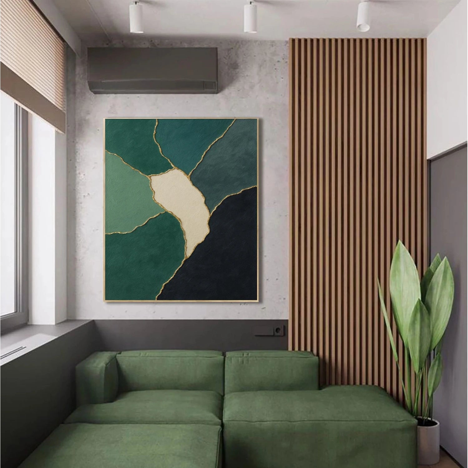 Green Minimalist Textured Canvas Art #MT175