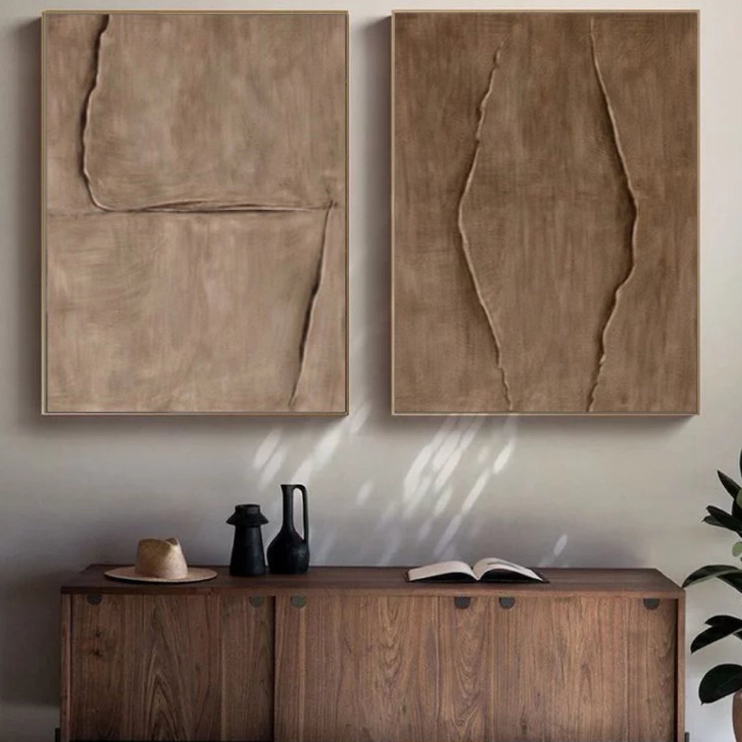 Brown Minimalist Textured Canvas Art Set of 2 #MT198