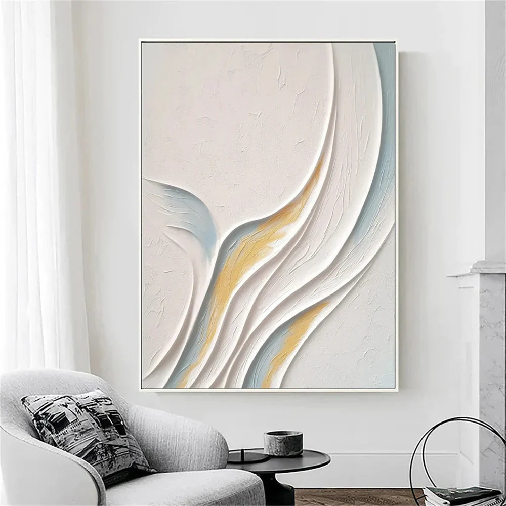 White Minimalist Textured Painting Canvas #MT091