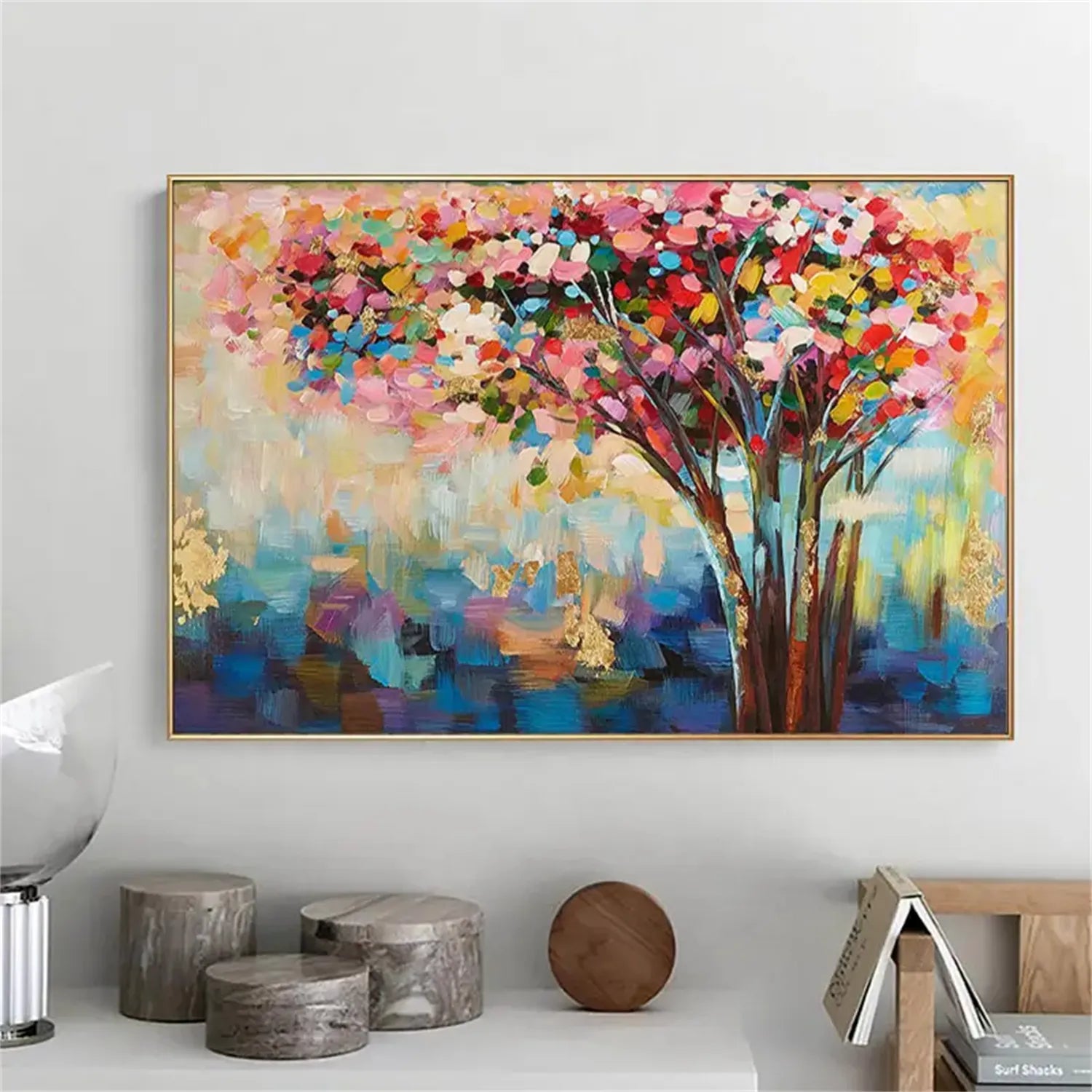 Colorful Tree Textured Painting Canvas #TP009