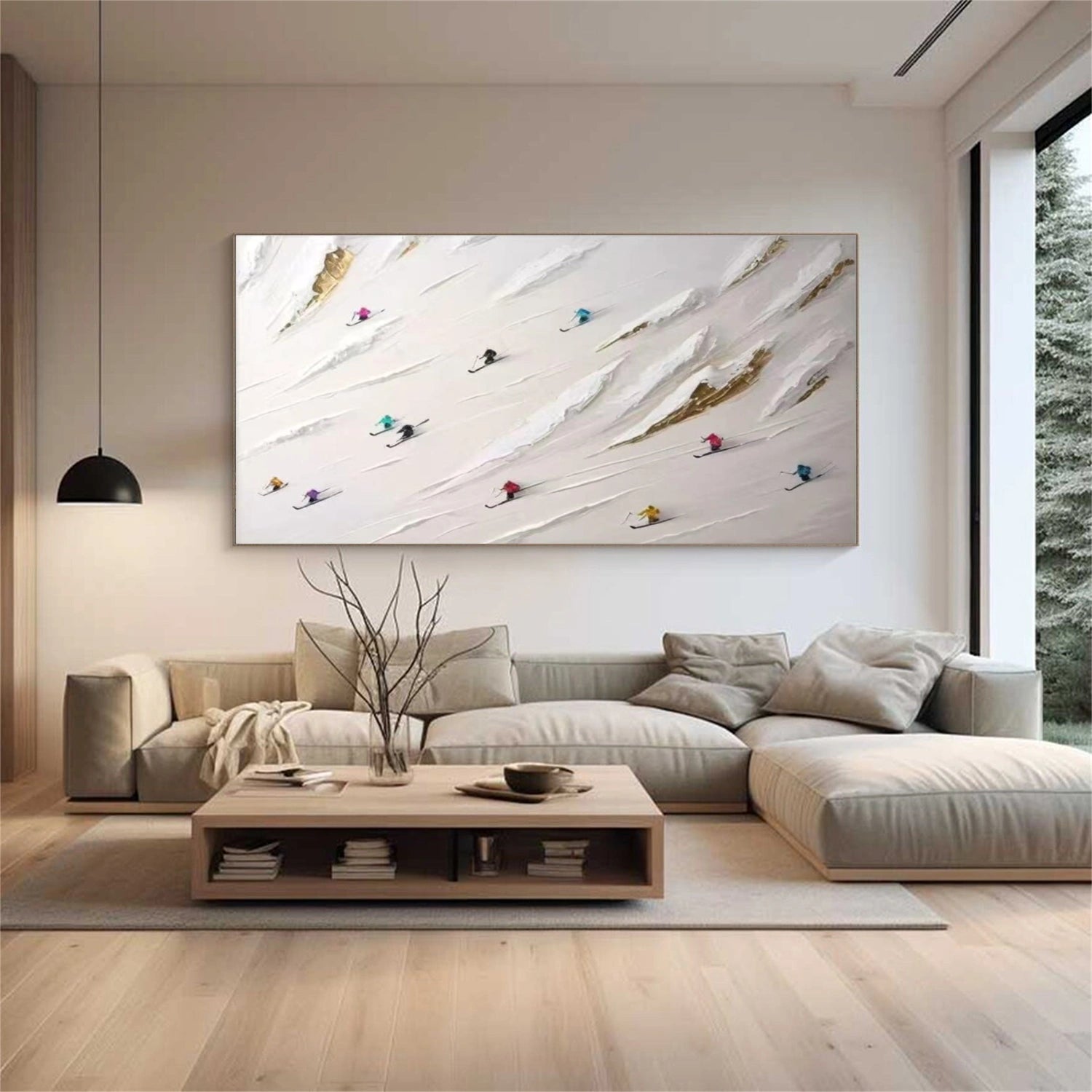 Skiing Sport Textured Wall Art #MS051