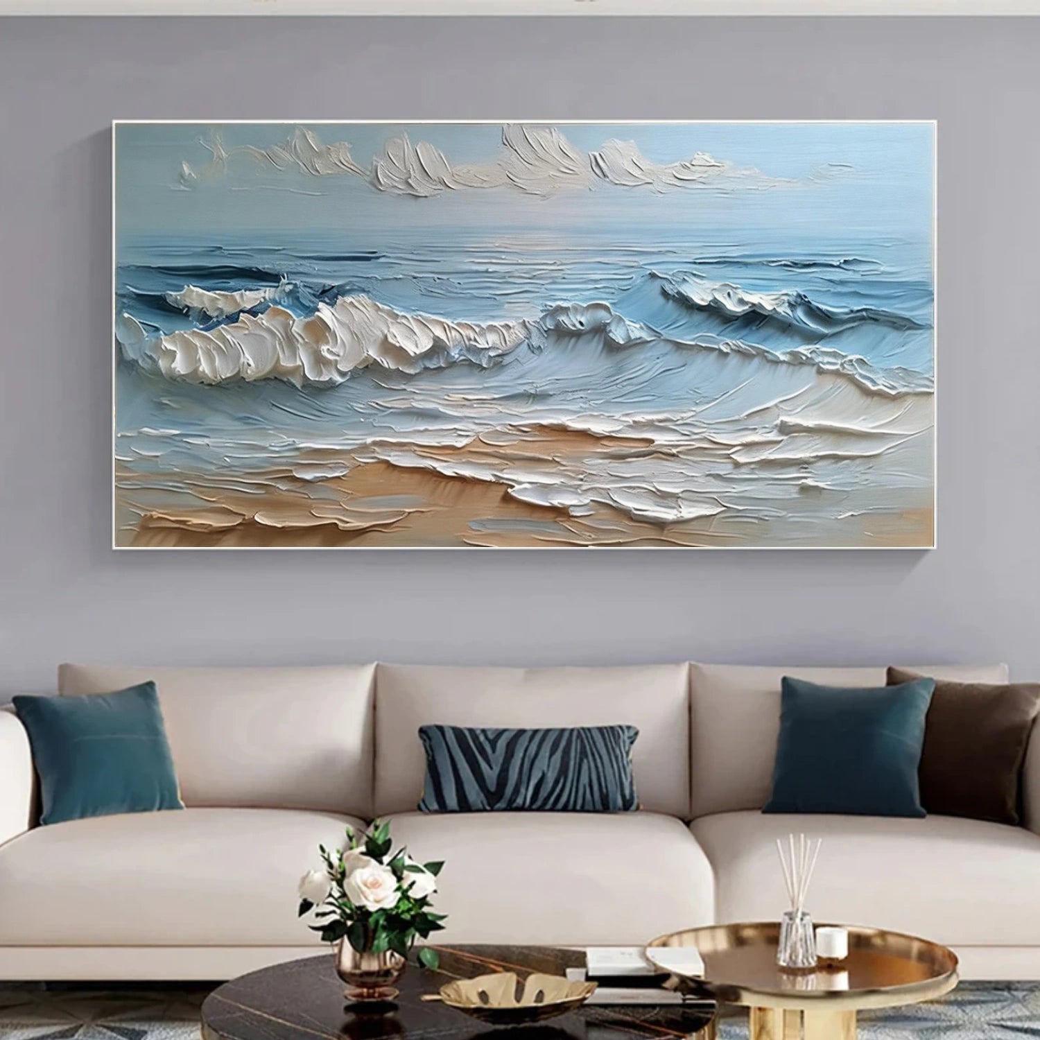 Ocean And Sky Abstract Textured Wall Art #OS154