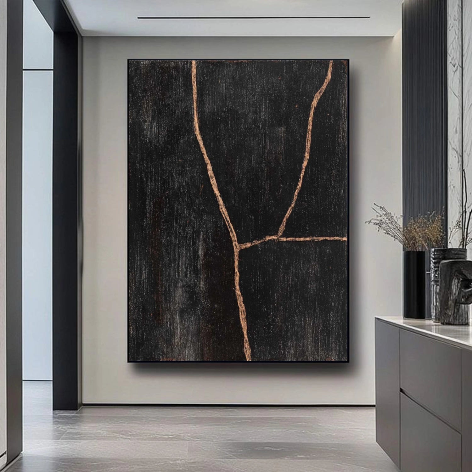 Black Minimalist Canvas Art #MT205