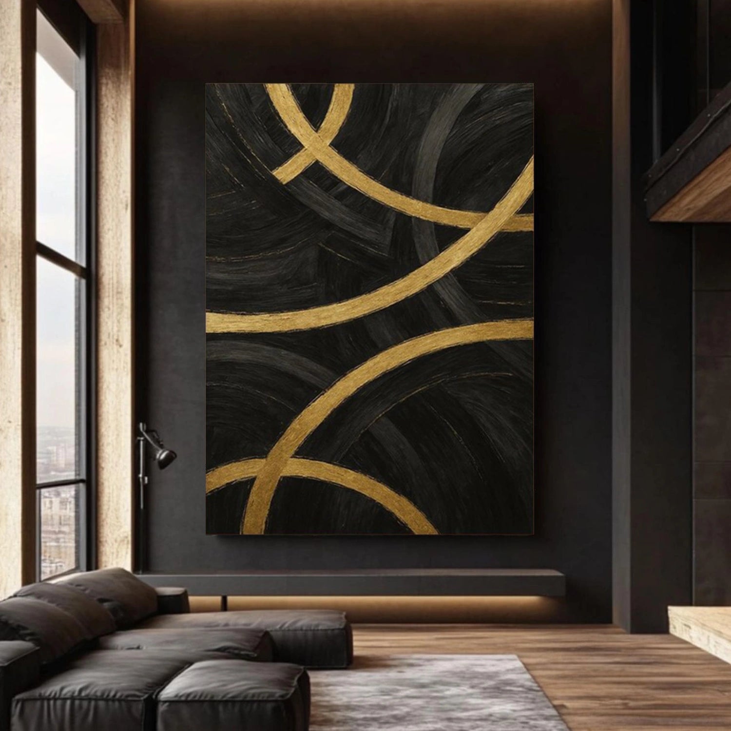 Black and Gold Minimalist Canvas Art #MT174