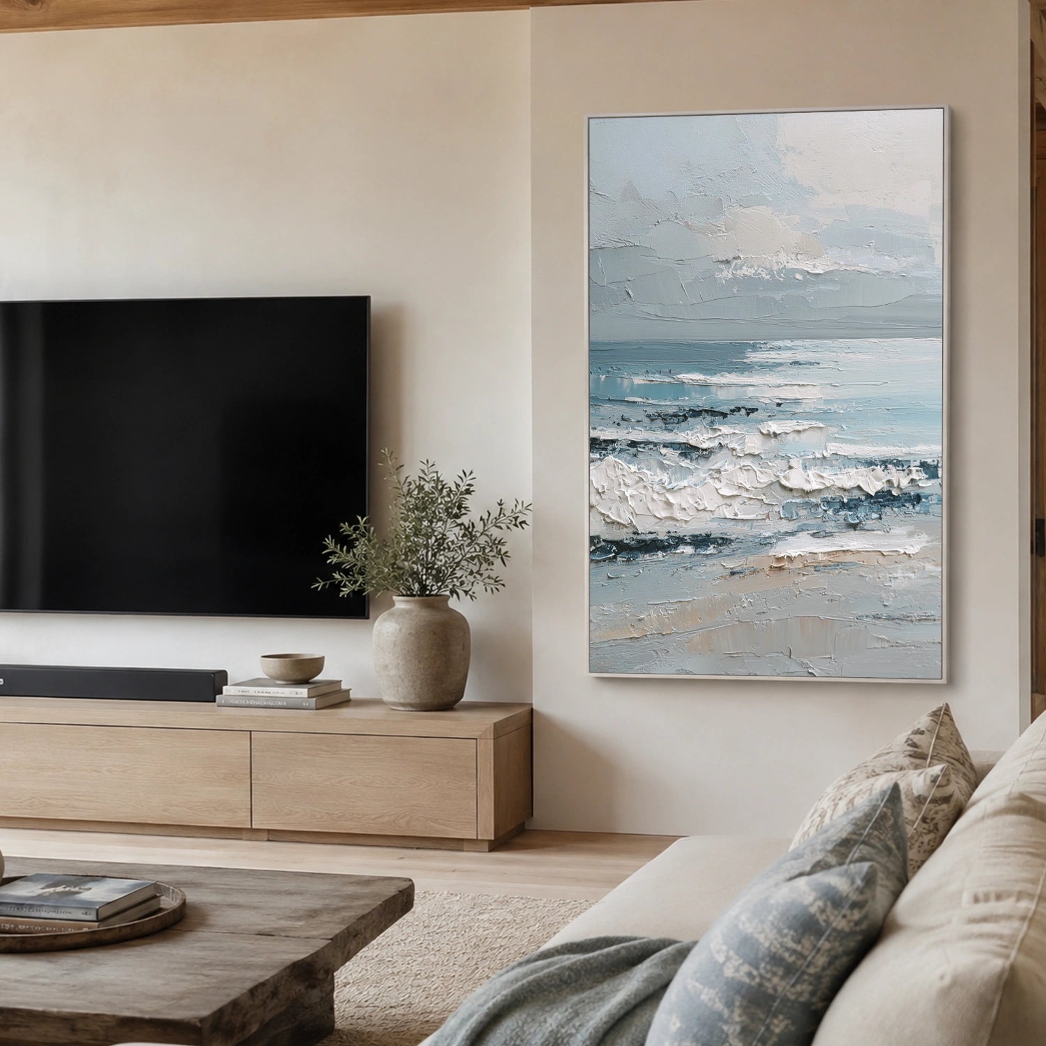 Ocean And Sky Abstract Textured Wall Art #OS188