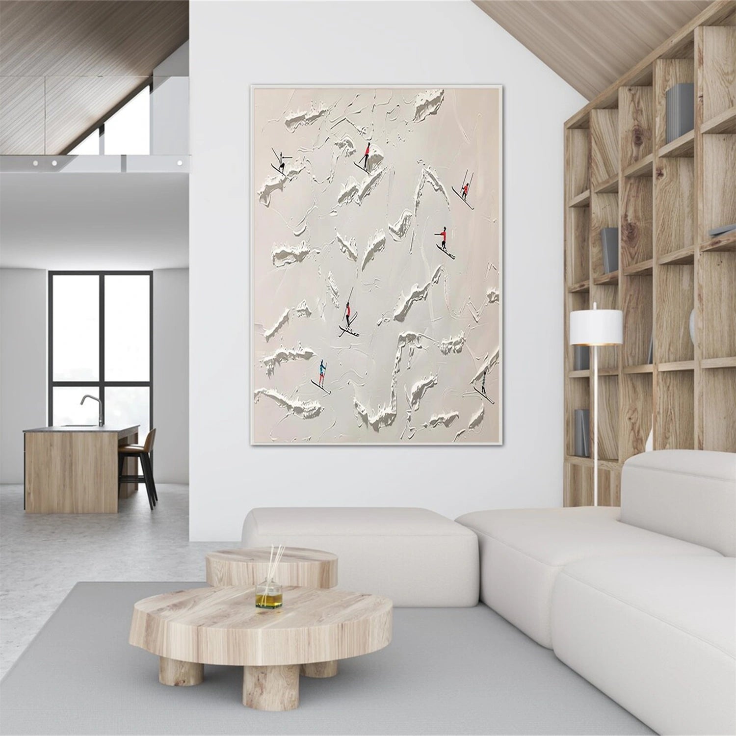 Skiing Sport Textured Wall Art #MS087