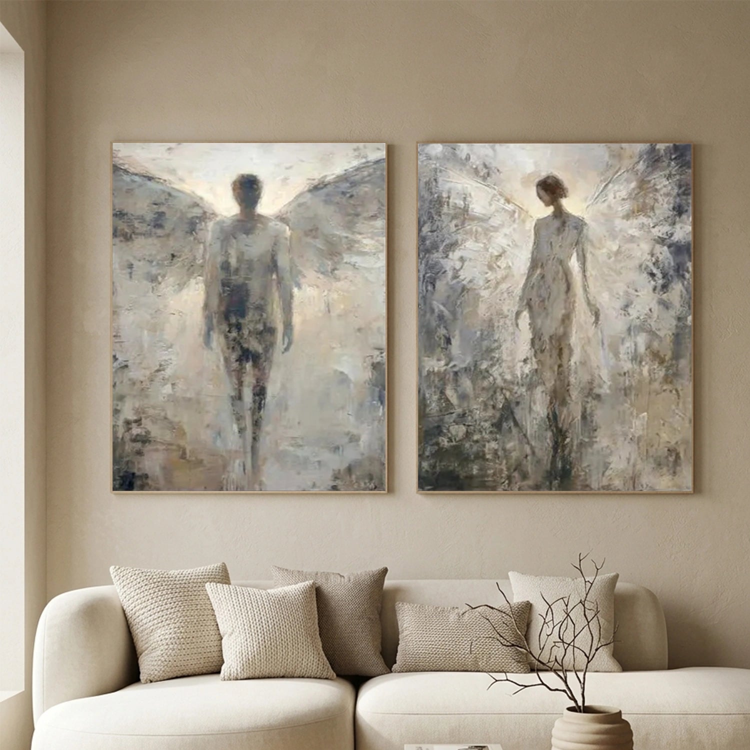 Abstract Angel Portrait Canvas Art Set of 2 #AE134