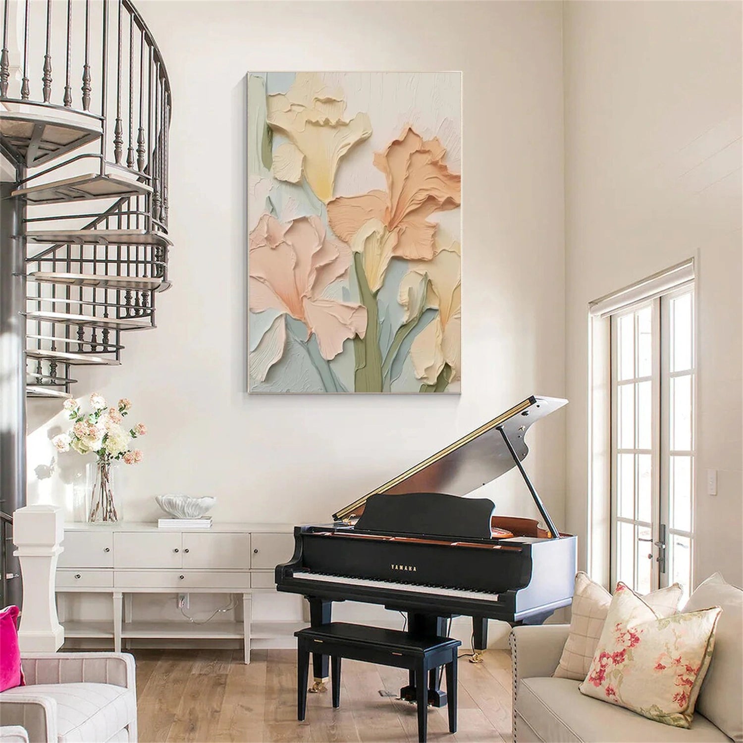 Colorful Flower Textured Painting Canvas #FP035