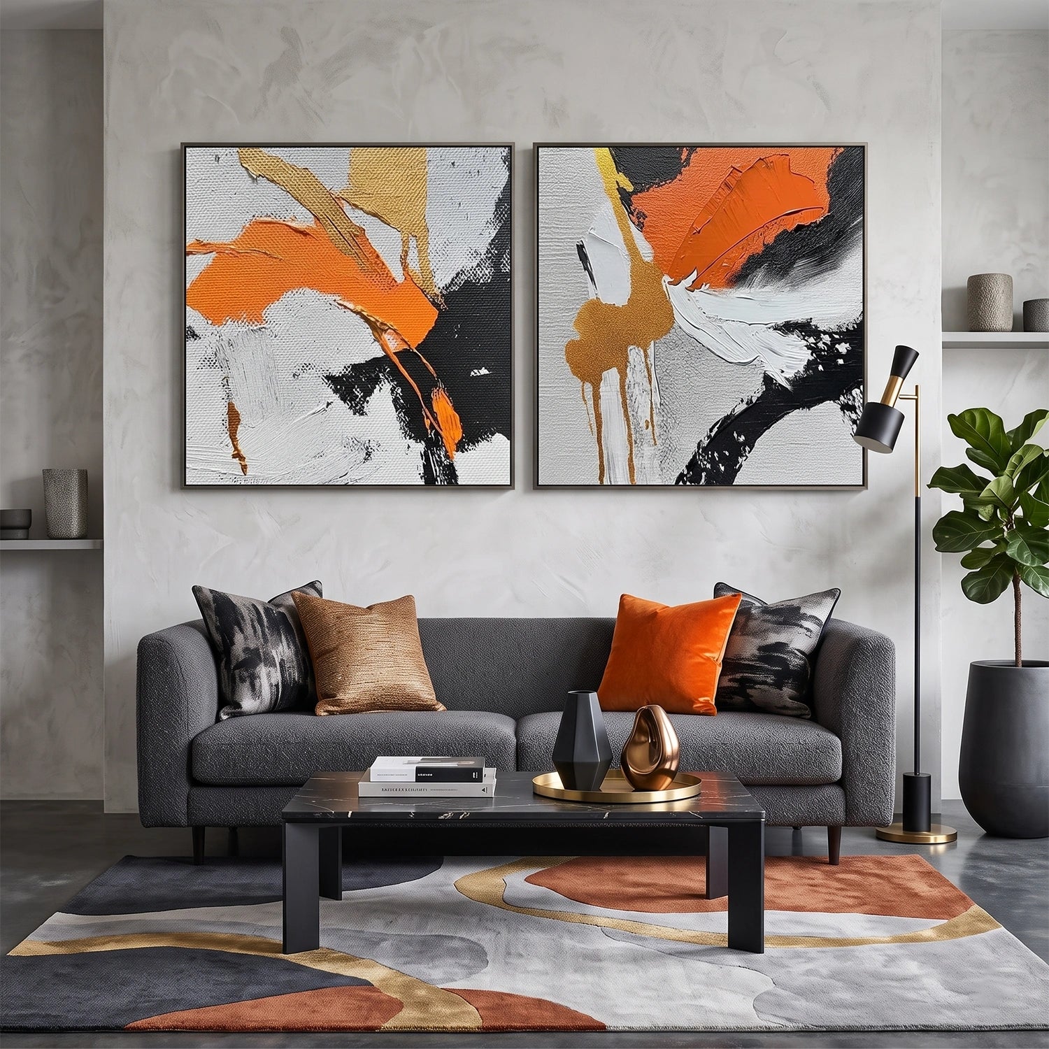 Abstract Textured Wall Art Set of 2 #AT162