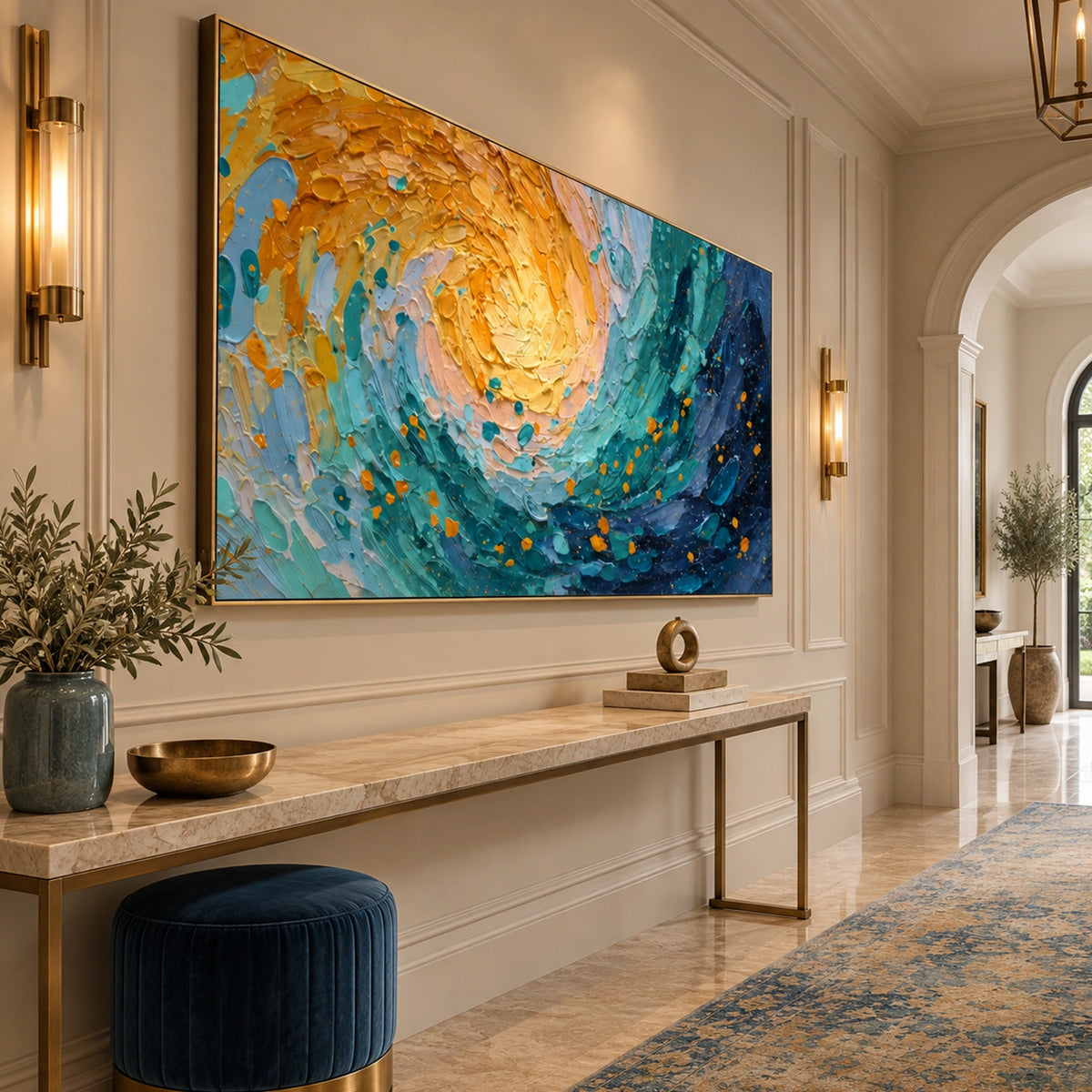 Ocean And Sky Abstract Textured Wall Art #OS217