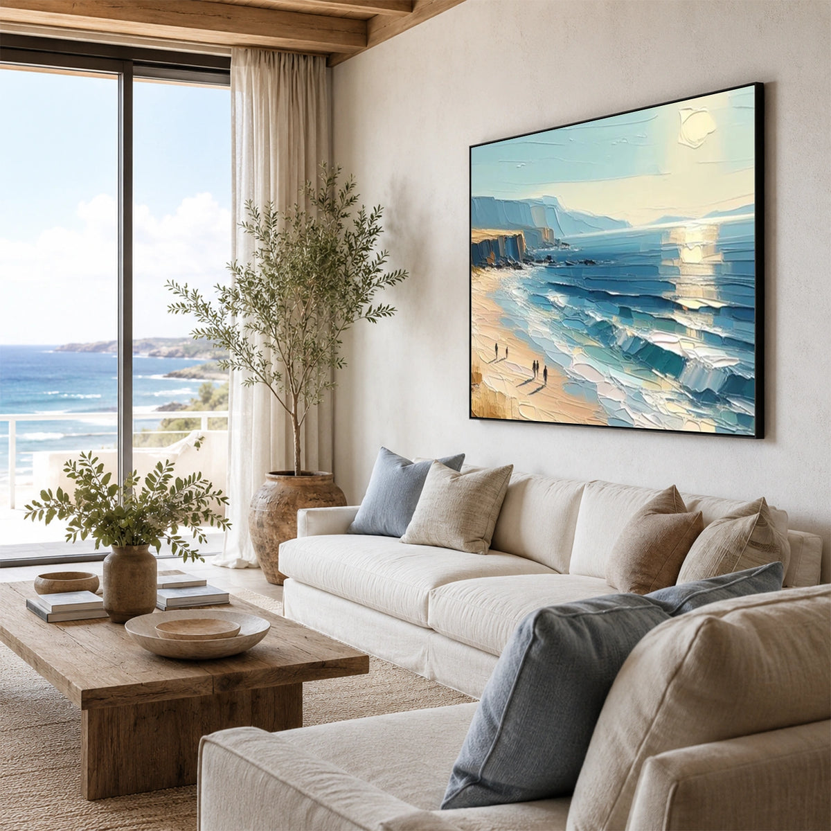 Ocean And Sky Abstract Textured Wall Art #OS227