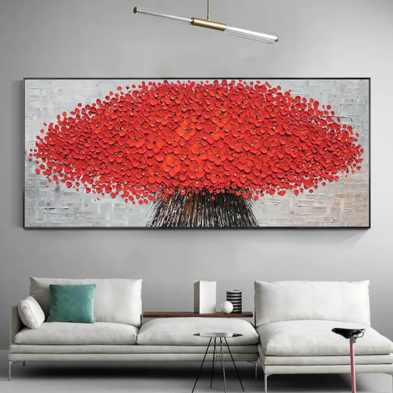 Flower And Tree Textured Painting Canvas #FT002