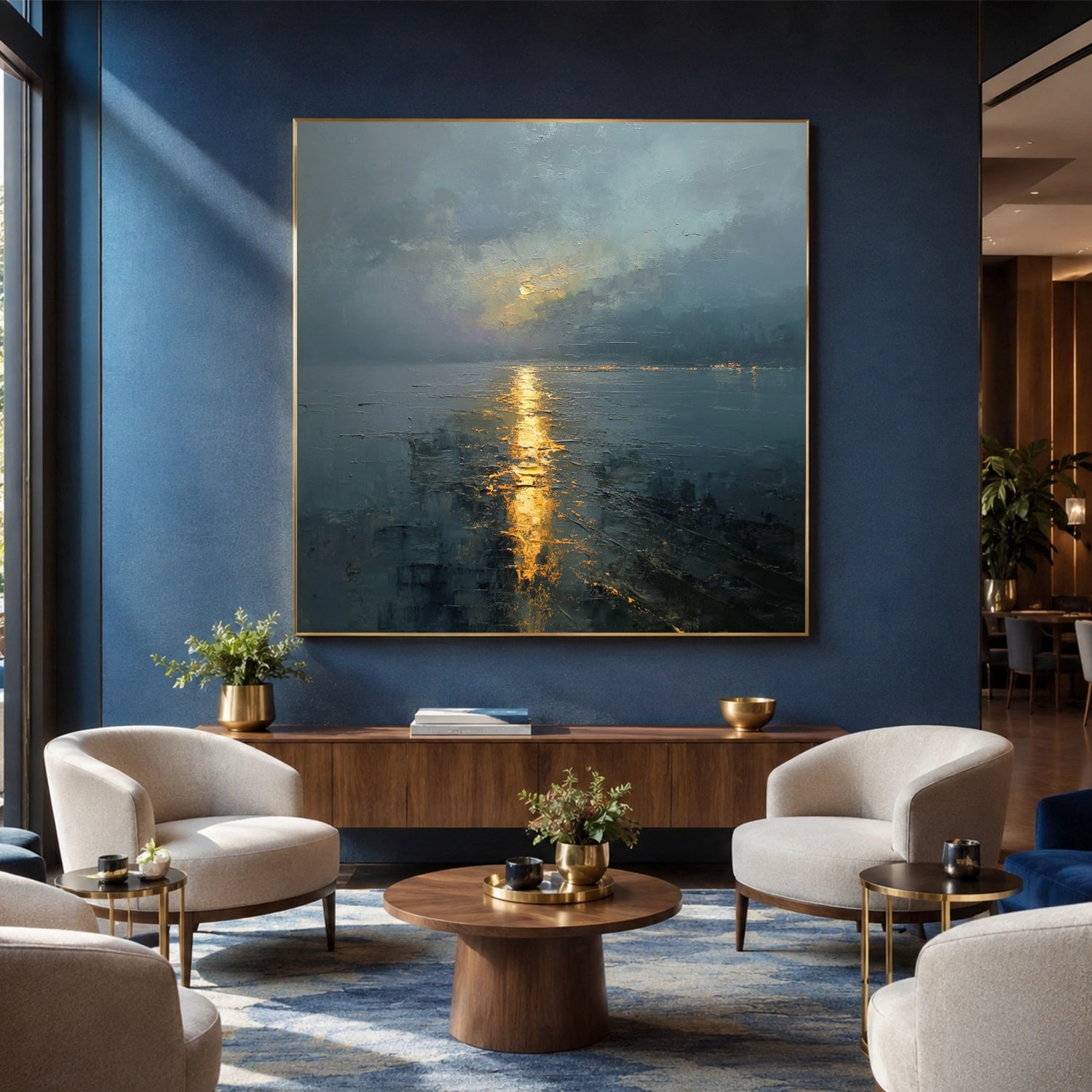 Ocean And Sky Abstract Textured Wall Art #OS170