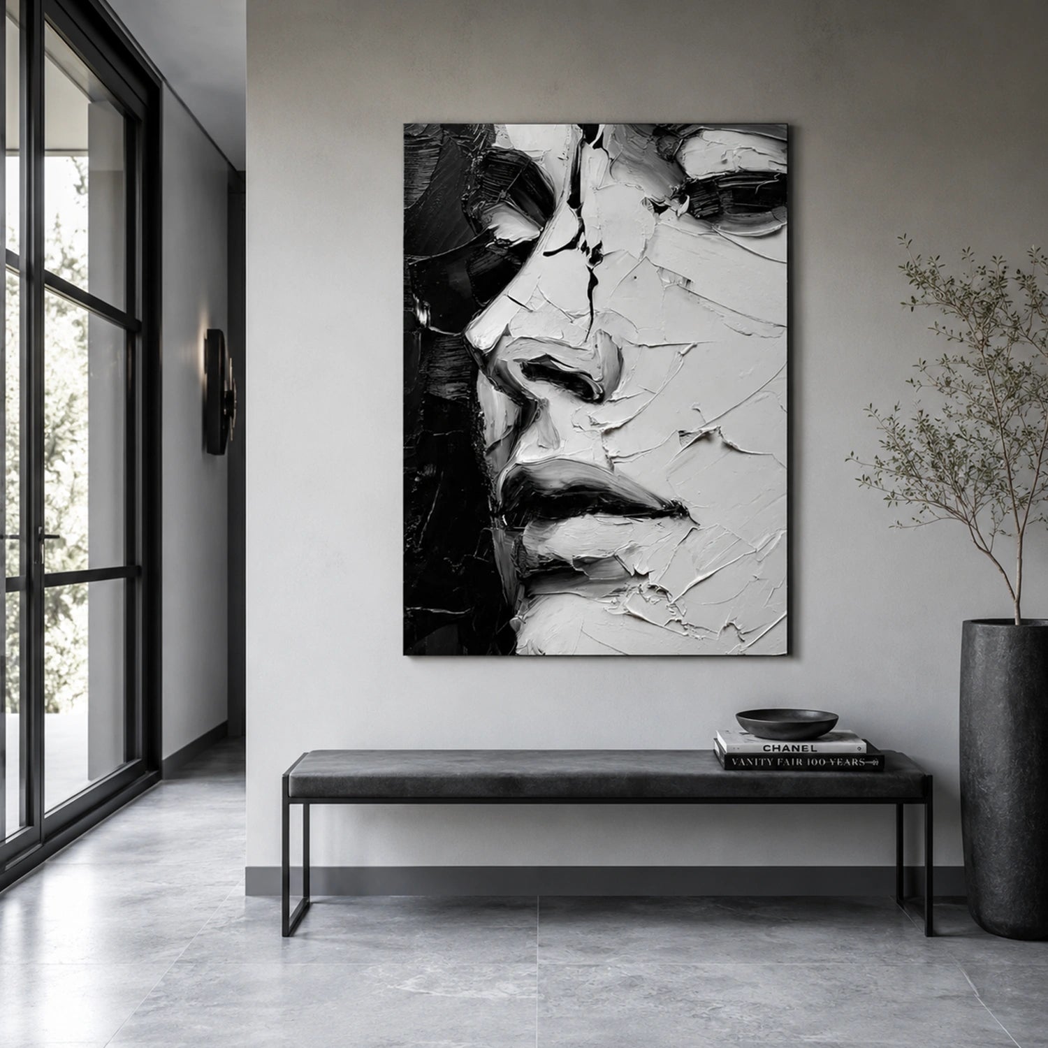 Abstract Portrait Textured Canvas Art #AE157