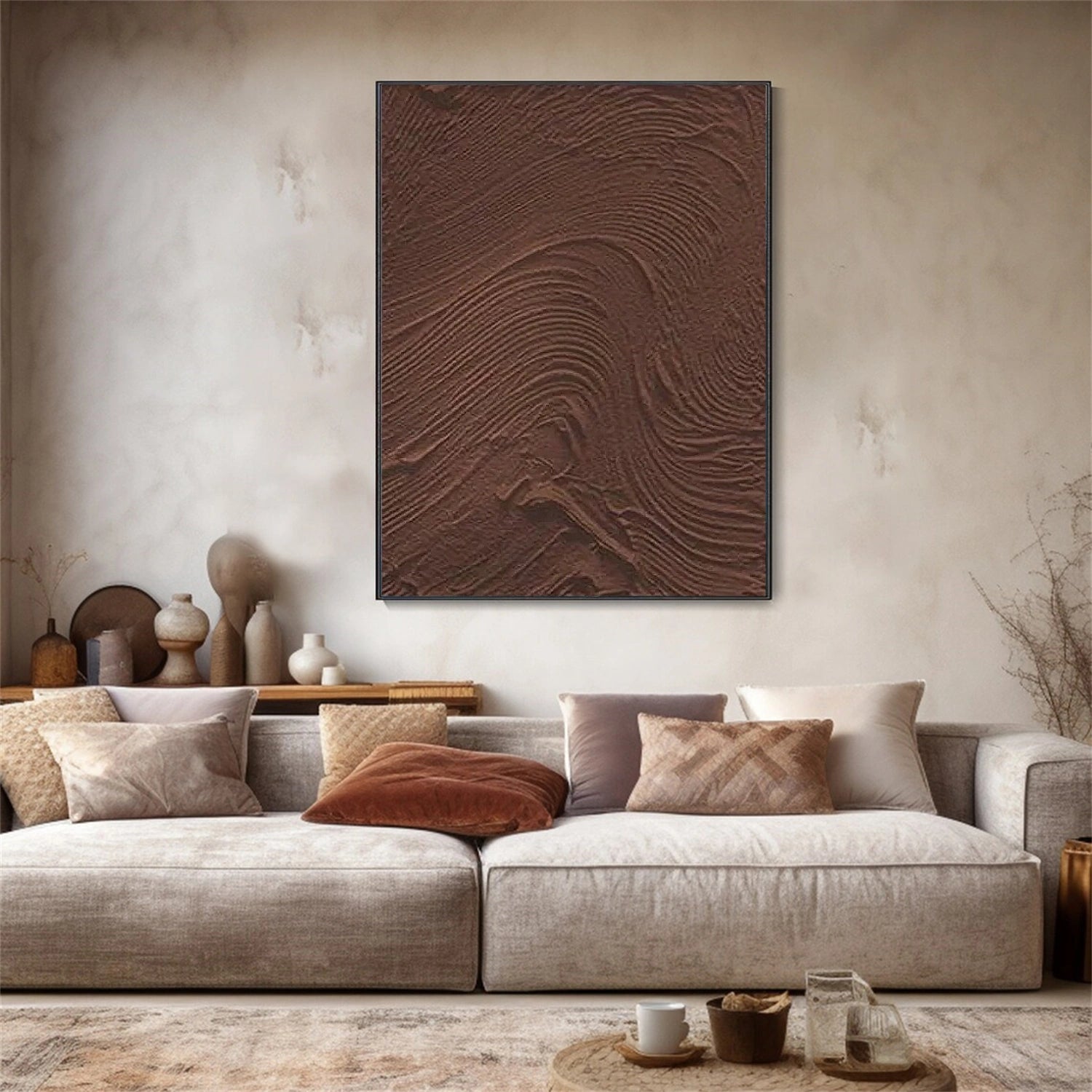 Brown Minimalist Textured Canvas Art #MT136