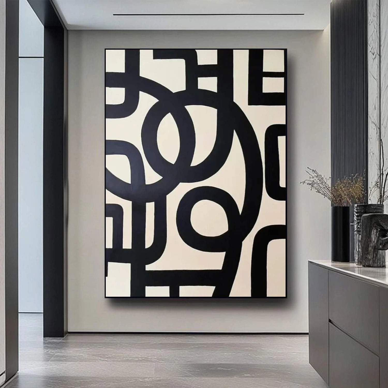 Black and Beige Minimalist Canvas Art #MT184