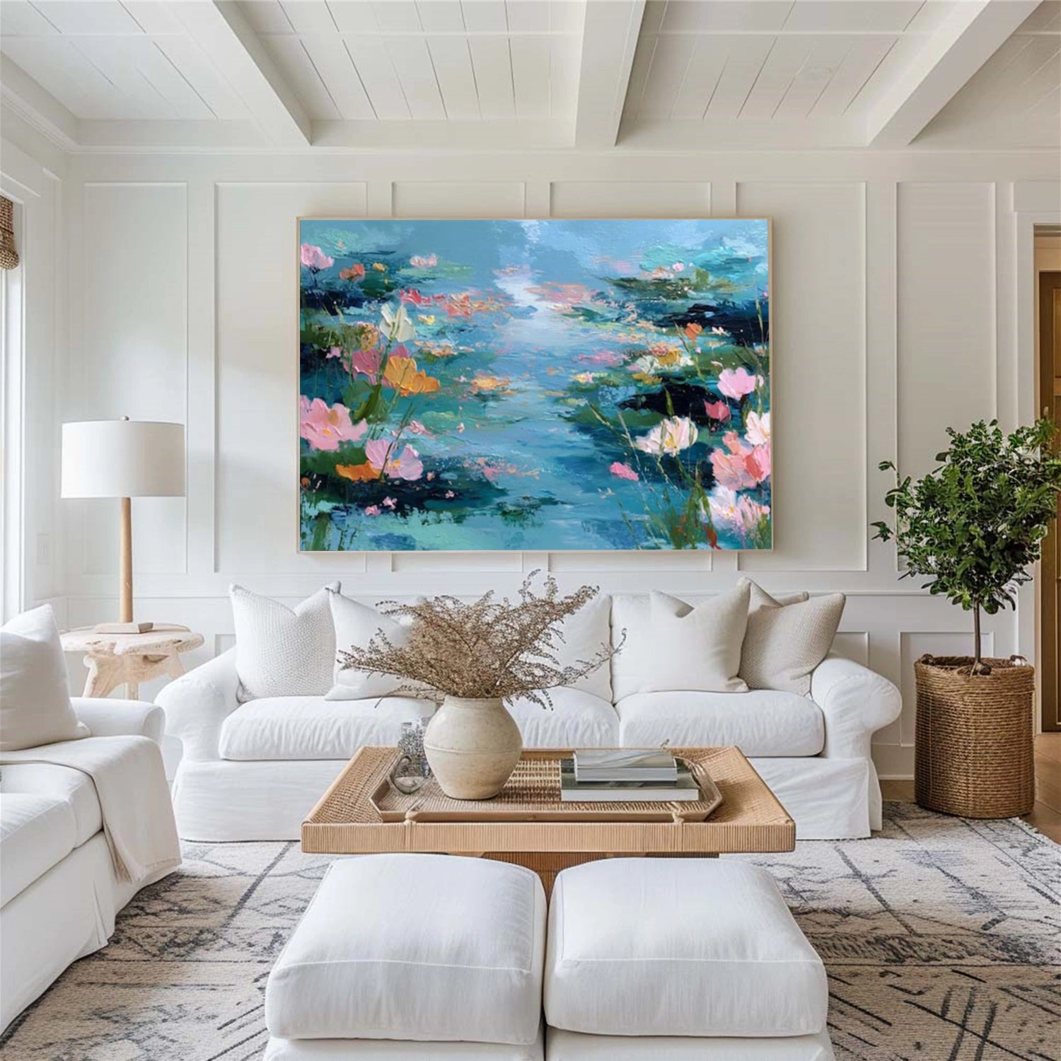 Flower And Tree Textured Painting Canvas #FT009