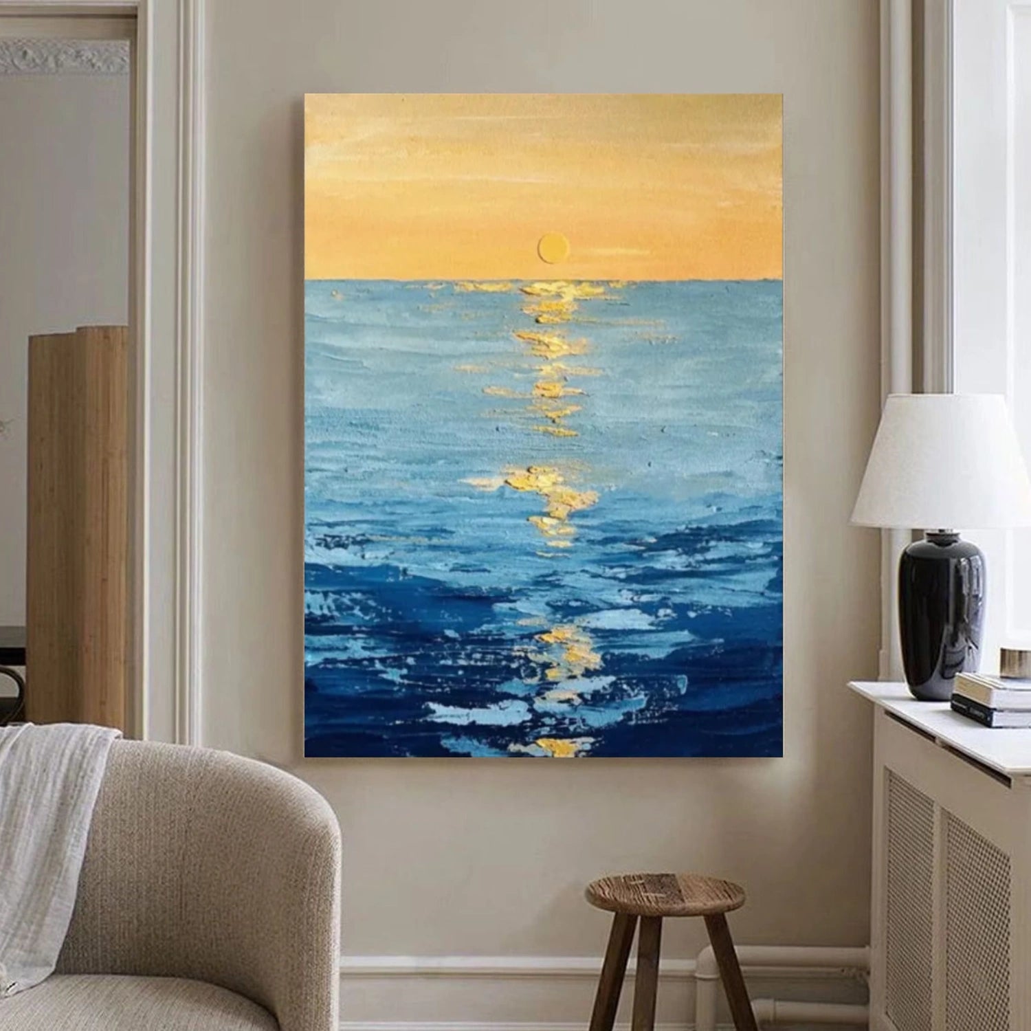 Ocean And Sky Abstract Textured Wall Art #OS078