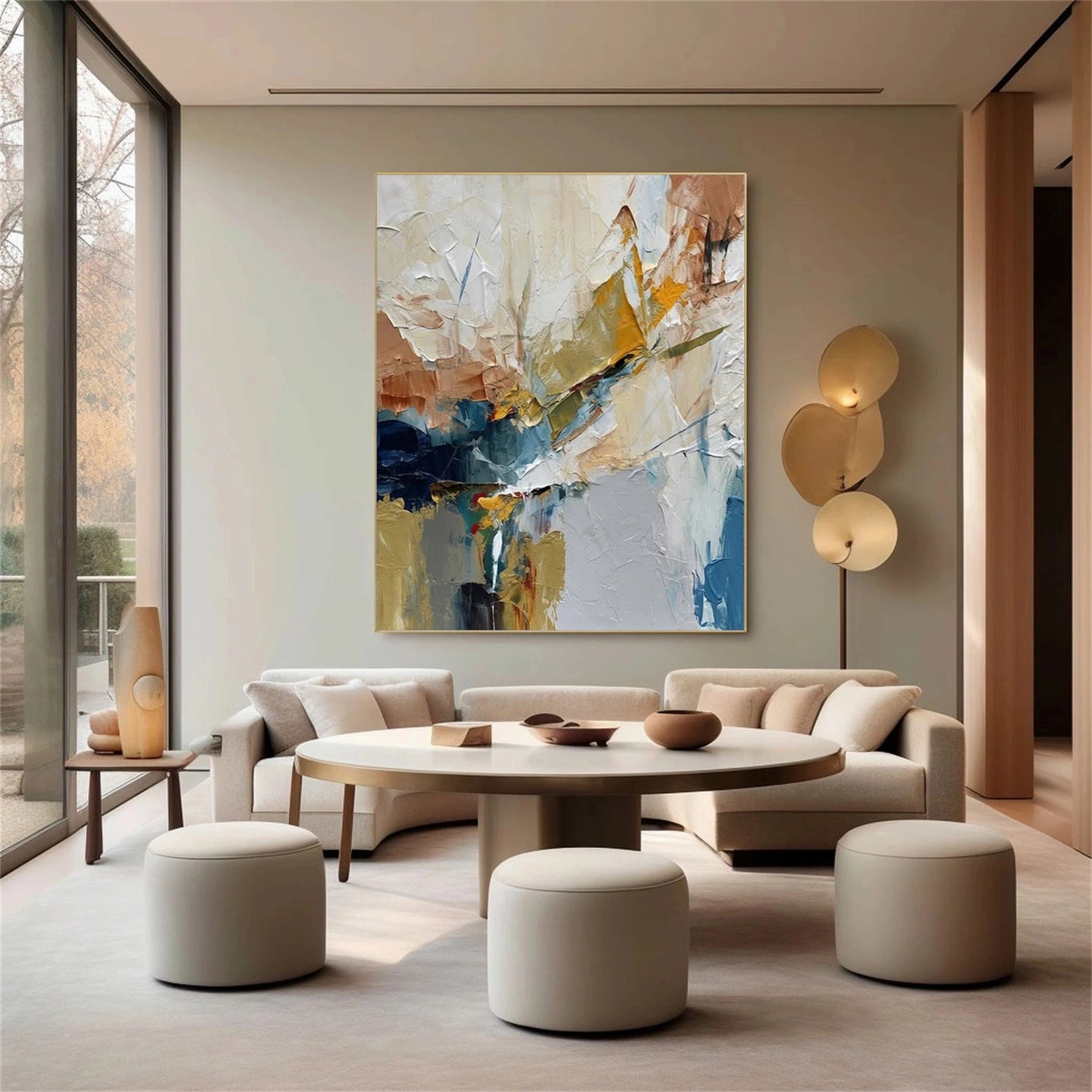 Colorful Abstract Textured Painting Canvas #AT093