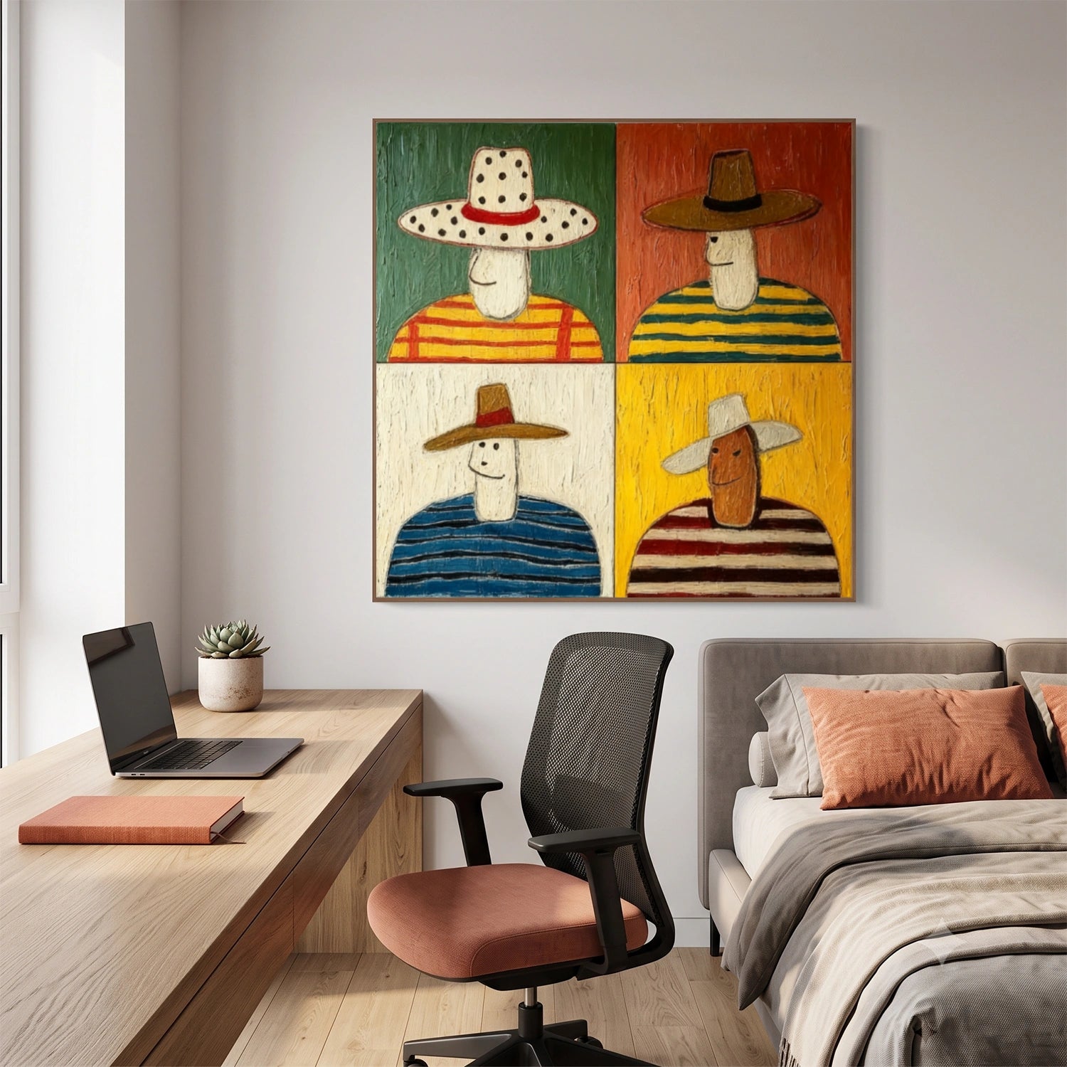 Abstract Portrait Textured Canvas Art #AE154