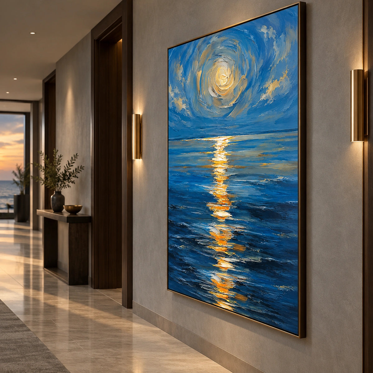 Ocean And Sky Abstract Textured Wall Art #OS218