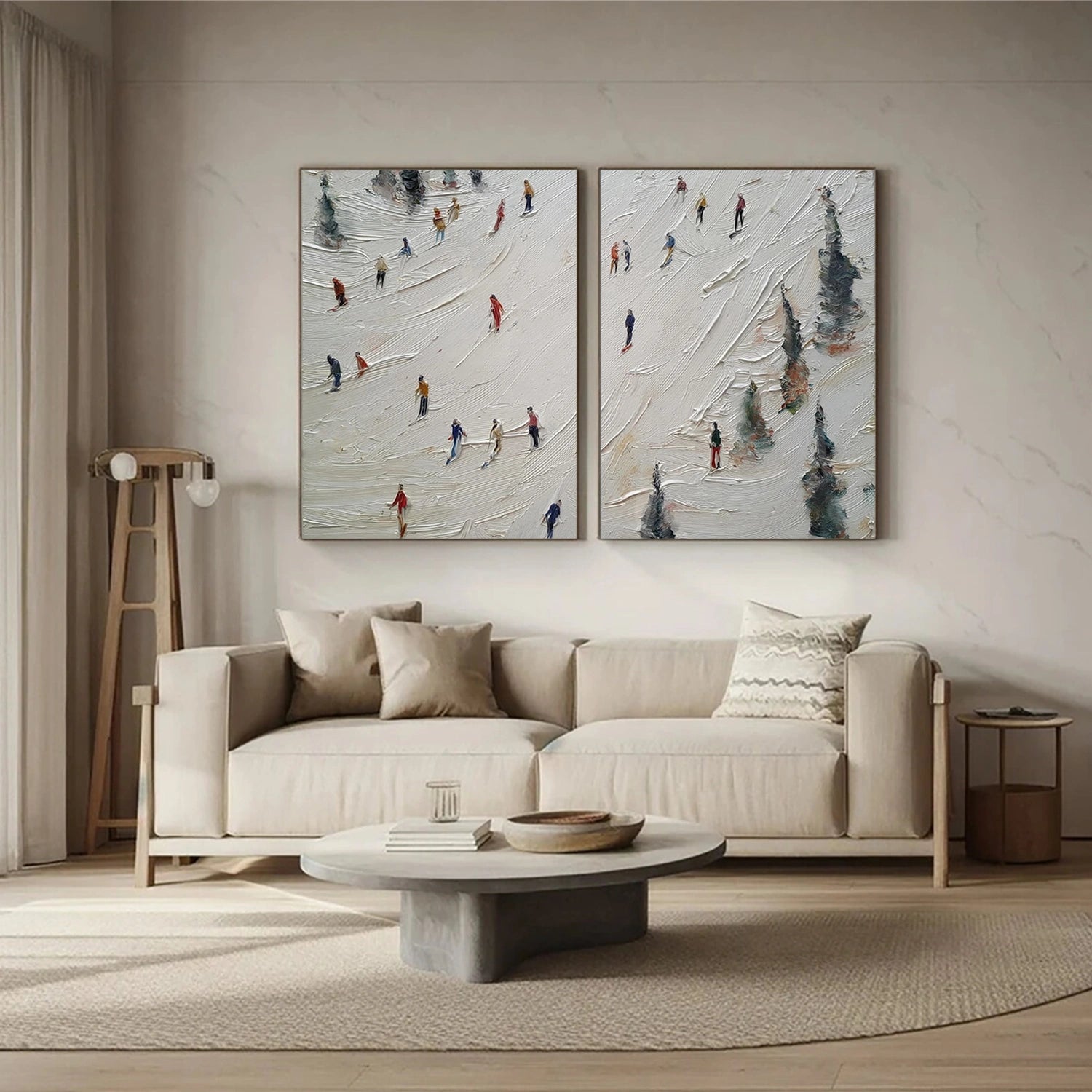 Skiing Sport Textured Wall Art Set of 2 #MS088