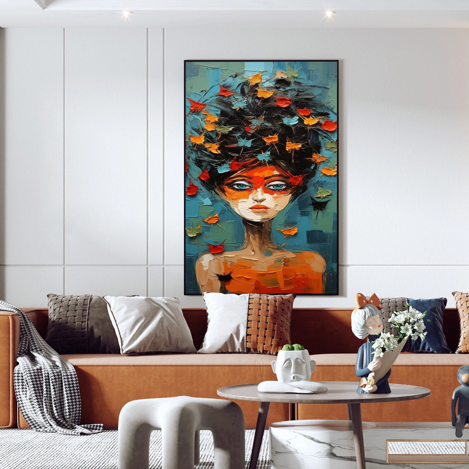 Abstract Portrait Textured Canvas Art #AE038