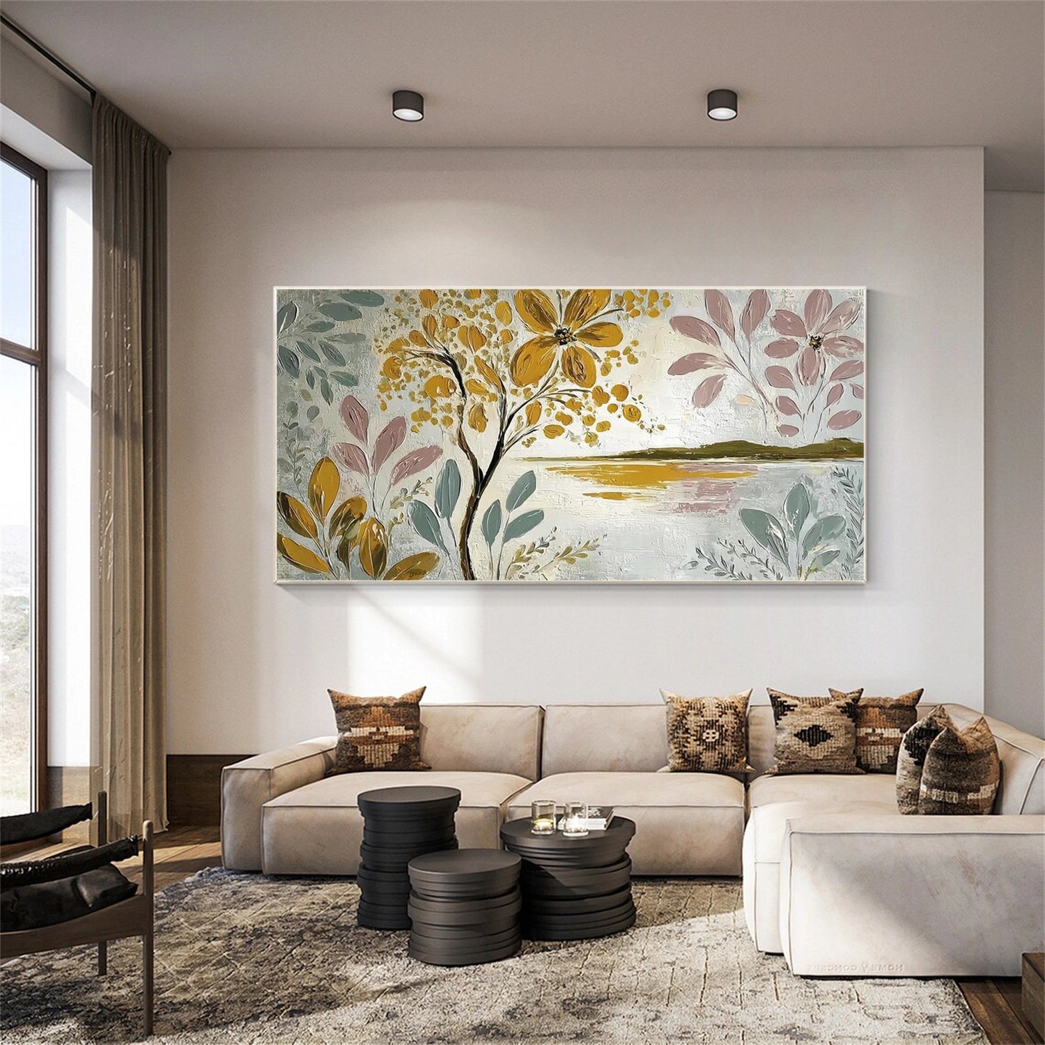 Flower And Tree Abstract Textured Painting Canvas #FT012