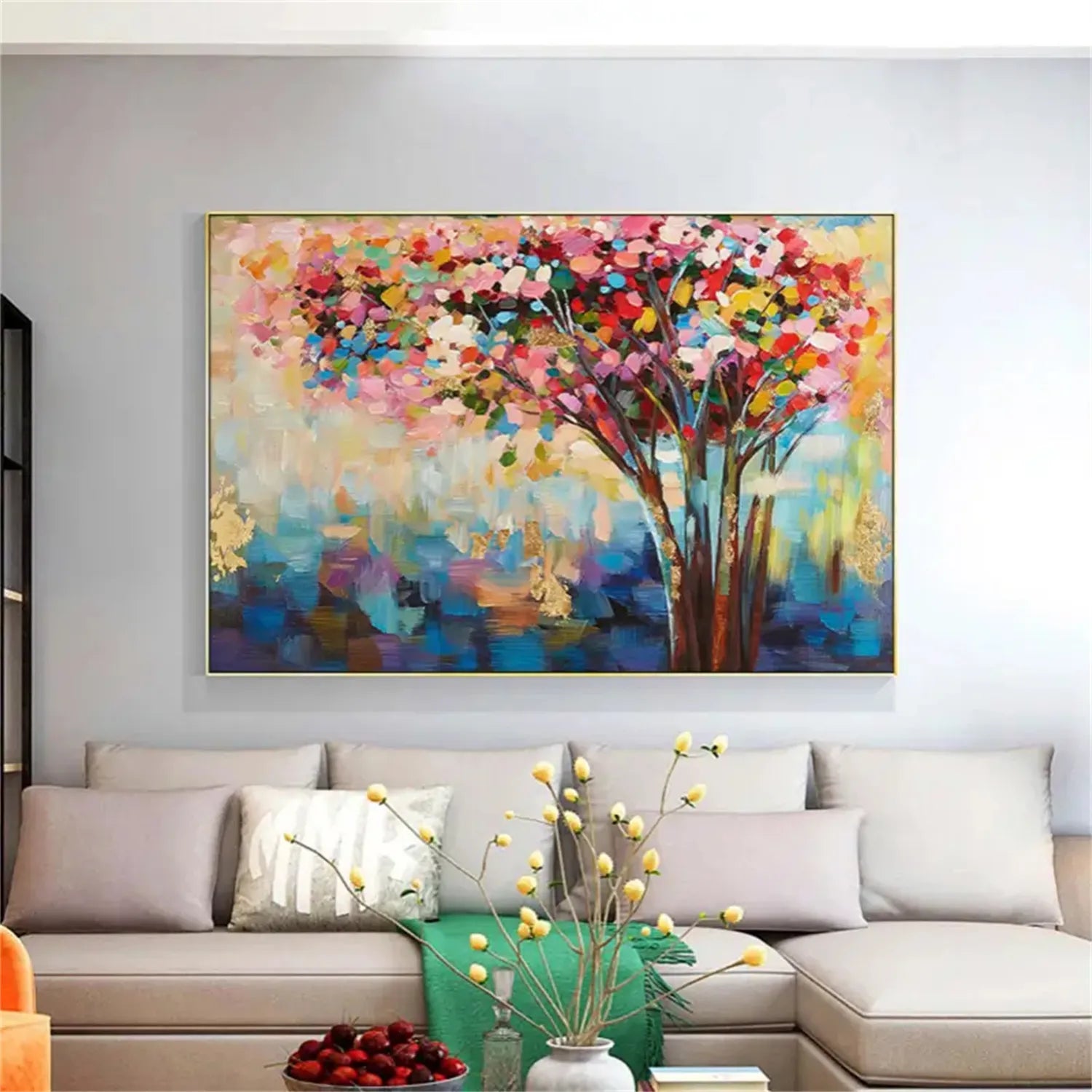 Colorful Tree Textured Painting Canvas #TP009