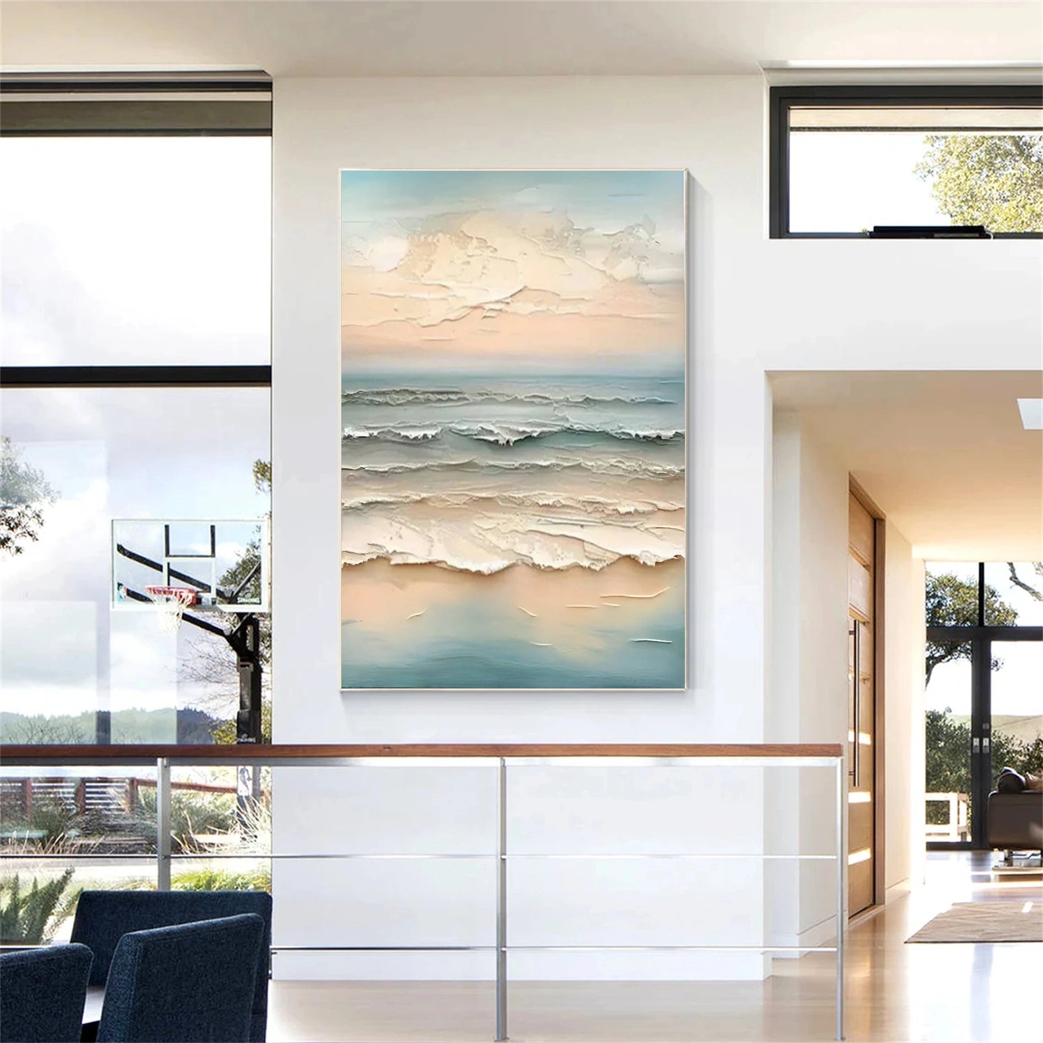 Ocean And Sky Abstract Textured Wall Art #OS057
