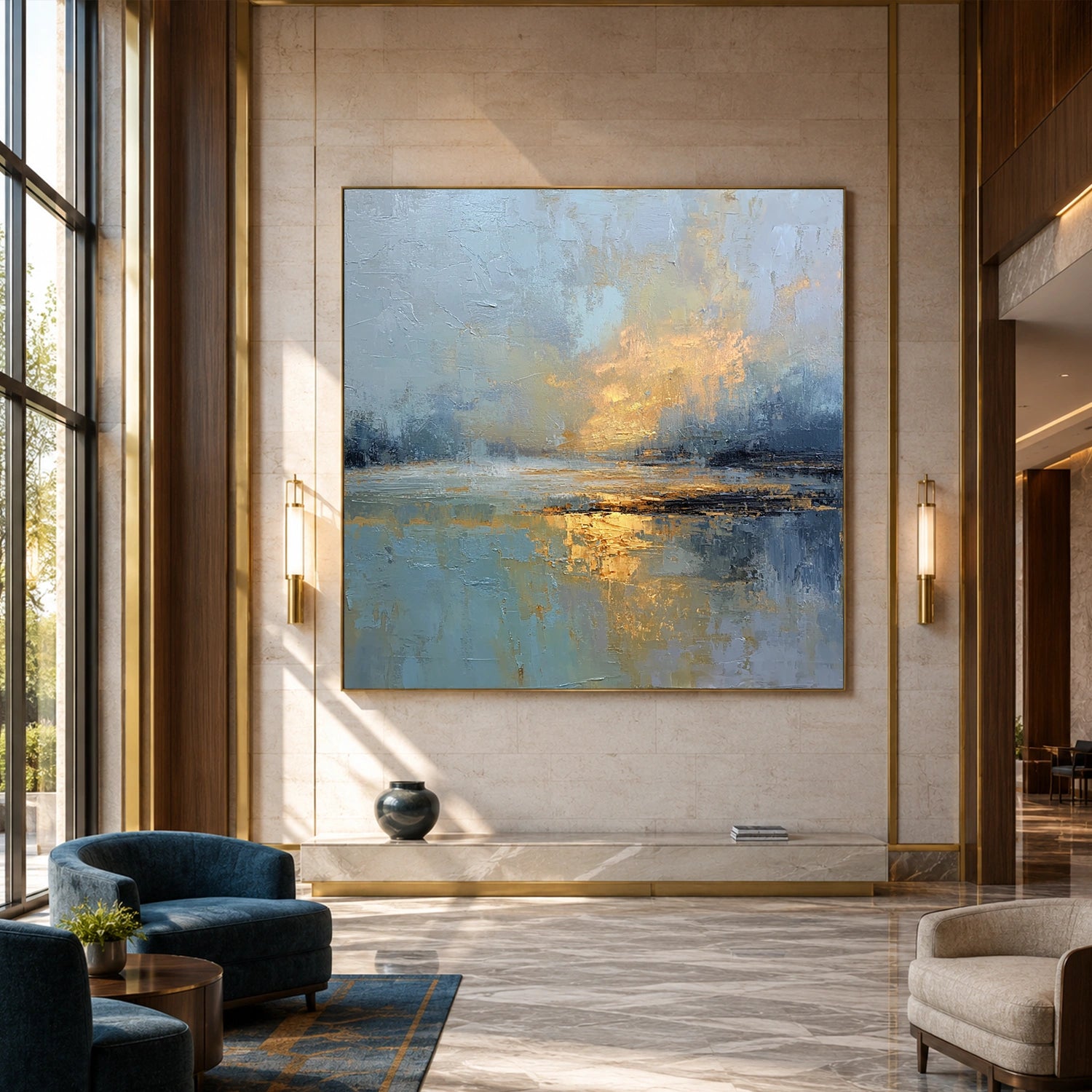 Ocean And Sky Abstract Textured Wall Art #OS172